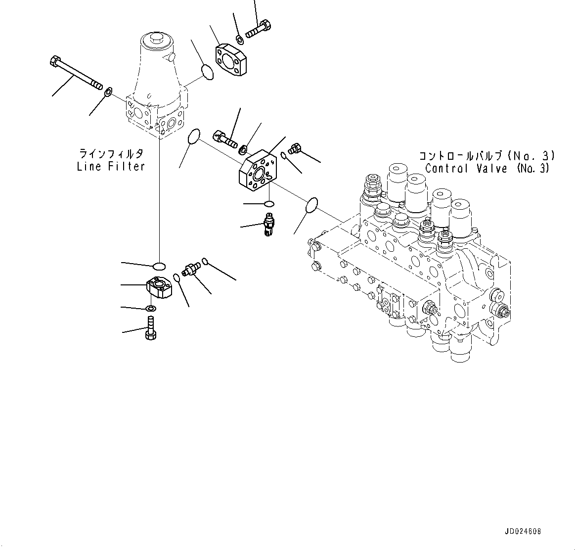 Excavators Komatsu / PC1250SP-8R S/N 35201-UP (Extreme Hot Area Arrangement)(0000433c) / Swing Control Valve, No.3 Valve and Line Filter (#35201-)(H006007 : H0121-001007)