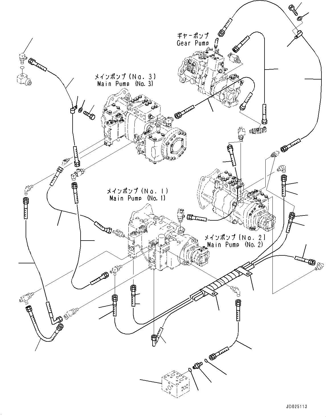 Excavators Komatsu / PC1250SP-8R S/N 35201-UP (Extreme Hot Area Arrangement)(0000433c) / O.L.S.S. Piping, (2/2) (#35201-)(H024002 : H1810-001002)