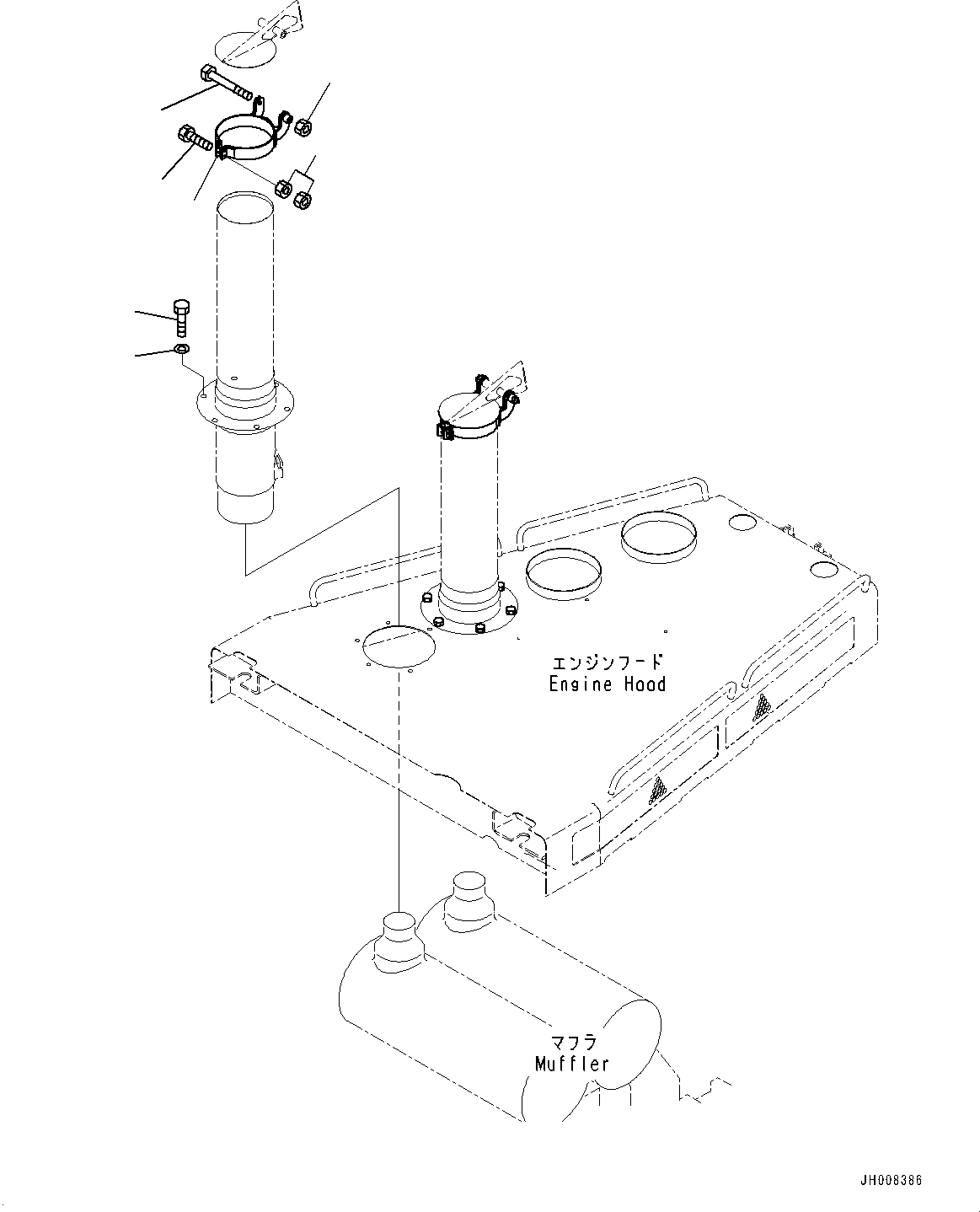 Bulldozers Komatsu / D475ASD-5E0 S/N 30147-UP(0000435c) / Exhaust Muffler (#30147-)(B002001 : B0300-001001)
