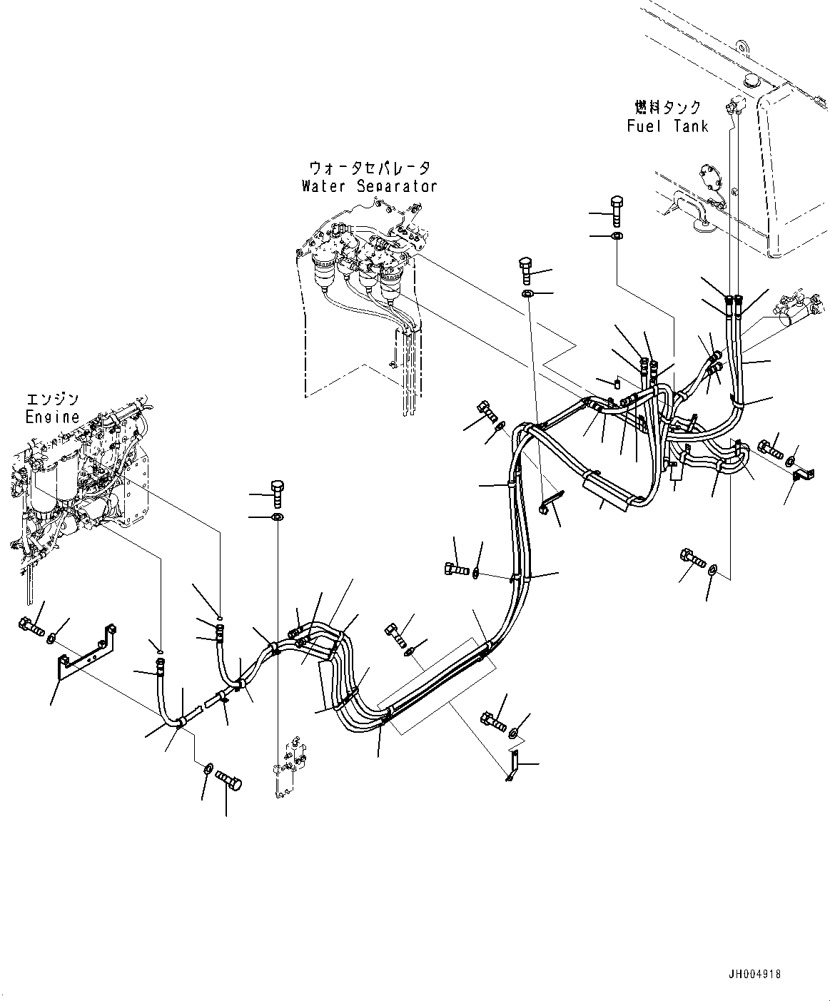 Bulldozers Komatsu / D475ASD-5E0 S/N 30147-UP(0000435c) / Fuel Piping, Main Piping (#30172-)(D004002 : D0200-002001A)
