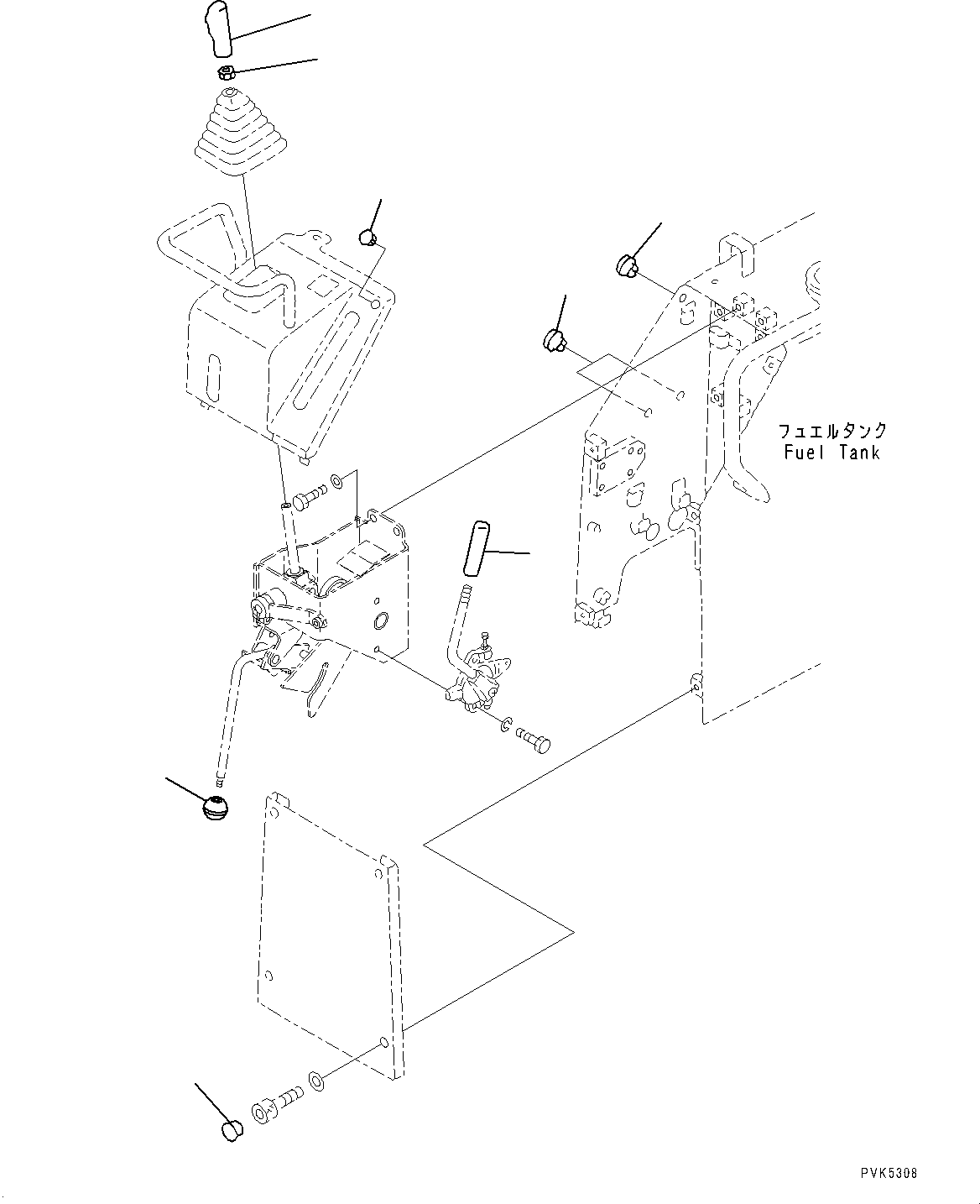 Bulldozers Komatsu / D21A-8E0 S/N 90210-UP(0000436c) / Fuel Tank and Controls, Knob (#90210-)(D004006 : D0100-005006)
