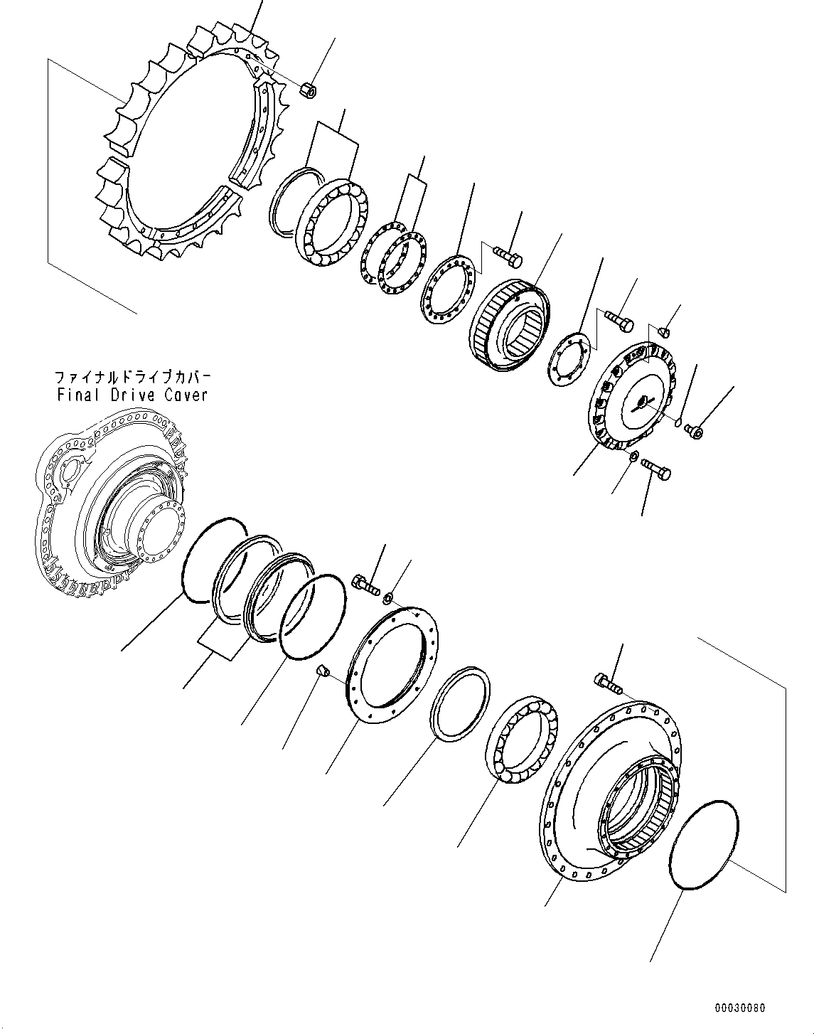 Bulldozers Komatsu / D475ASD-5E0 S/N 30147-UP (Mining  Spec.)(0000437c) / Final Drive, Sprocket and Floating Seal, L.H. (#30147-)(F003001 : F2380-001001)