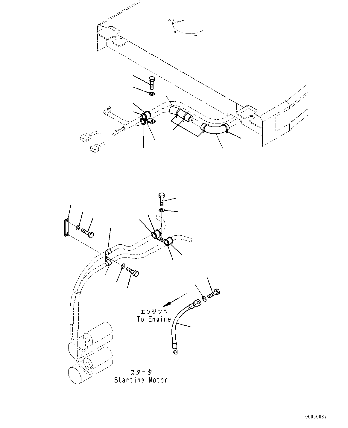 Bulldozers Komatsu / D475A-5E0 S/N 30147-UP(0000439c) / Electric Wiring Harness, Hood Clamp and Engine Ground, Clamp (#30147-)(E003003 : E0200-004003)