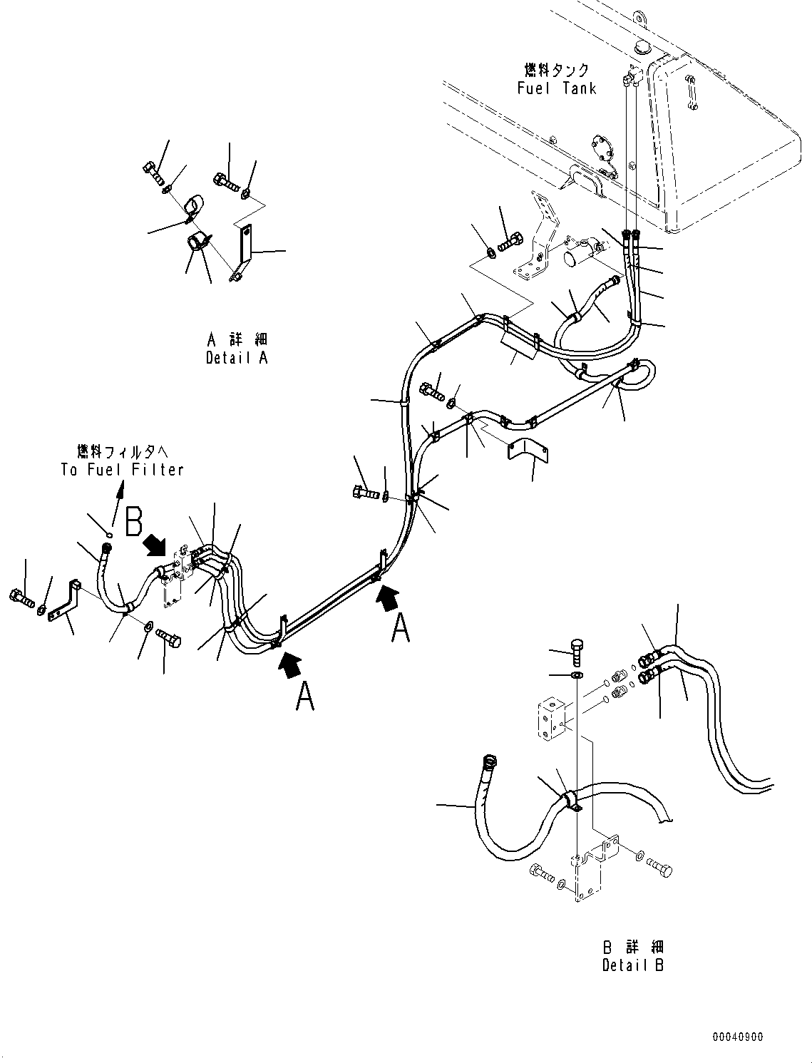 Bulldozers Komatsu / D475A-5E0 S/N 30147-UP (Mining Spec.)(0000440c) / Fuel Piping, Main Piping (#30147-)(D003001 : D0200-003001)