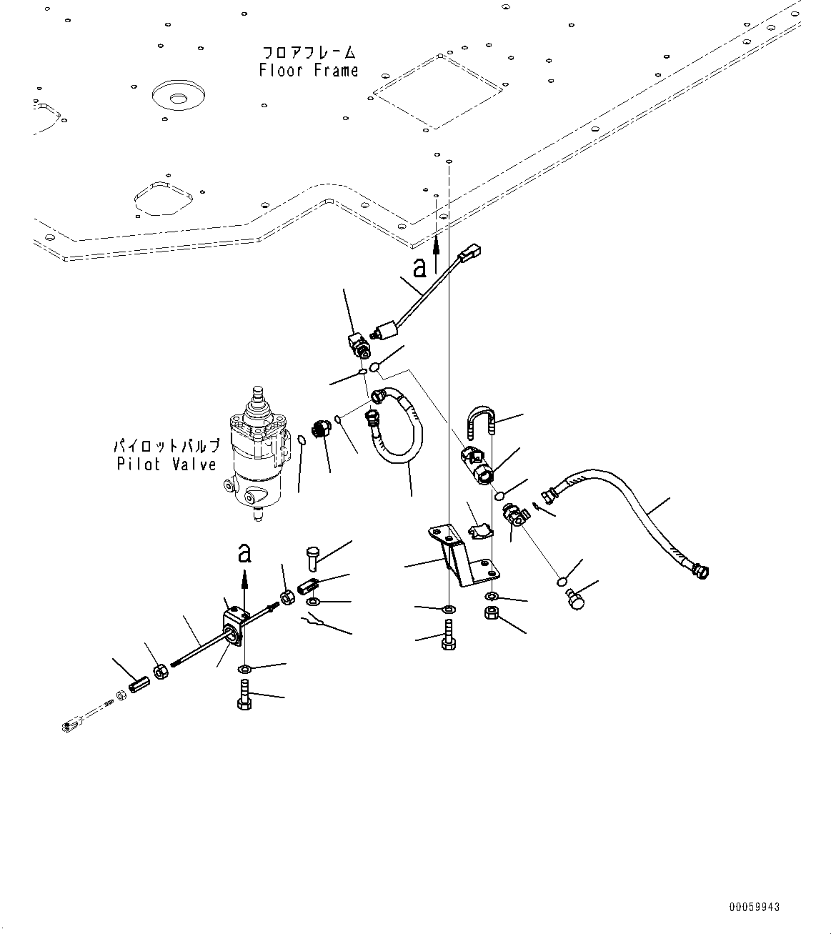 Wheel Dozers Komatsu / WD600-6 S/N 55004-UP(0000441c) / Floor, Pilot Valve Piping (#55004-)(K015024 : K4010-005024)