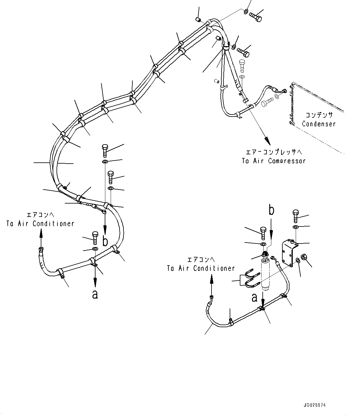 Wheel Dozers Komatsu / WD600-6 S/N 55004-UP(0000441c) / Hood, Air Conditioner Piping (#55004-)(M003008 : M4110-002008)