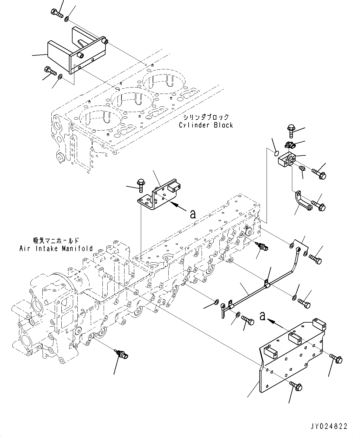 Komatsu parts book diagram for SAA6D170E-5EE S/N 610984-UP (For D375A-6R): AIR INTAKE MANIFOLD, SENSOR AND SPILL TUBE (#610984-)