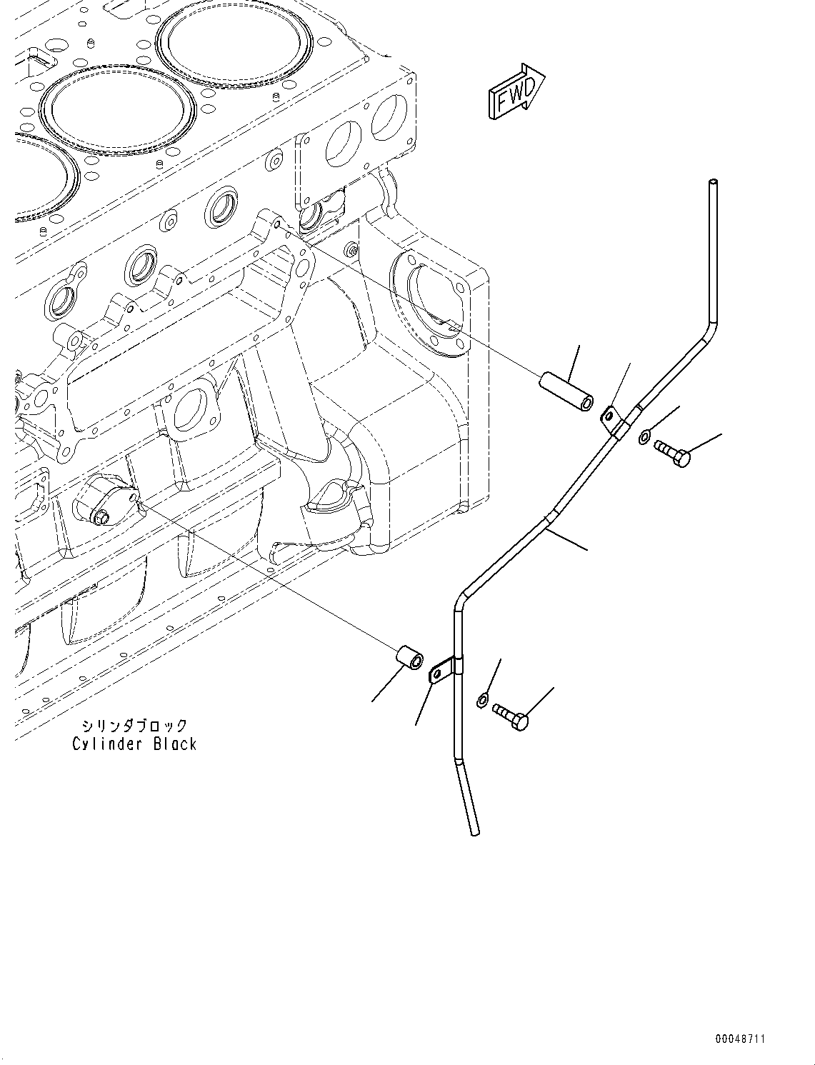 Komatsu parts book diagram for SAA6D170E-5EE S/N 610984-UP (For D375A-6R): EXHAUST MUFFLER DRAIN (#610984-)