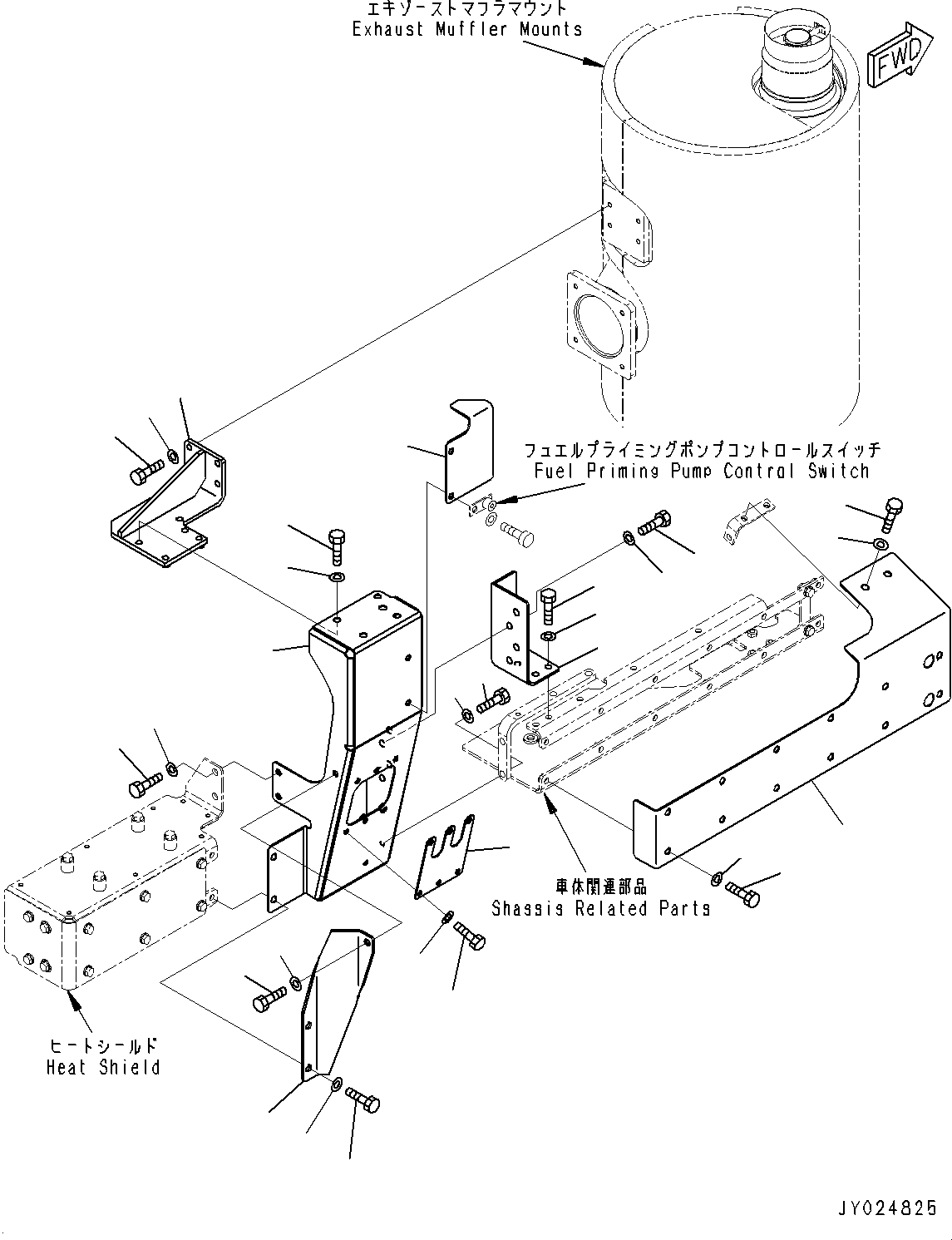 Komatsu parts book diagram for SAA6D170E-5EE S/N 610984-UP (For D375A-6R): HEAT SHIELD (#610984-)