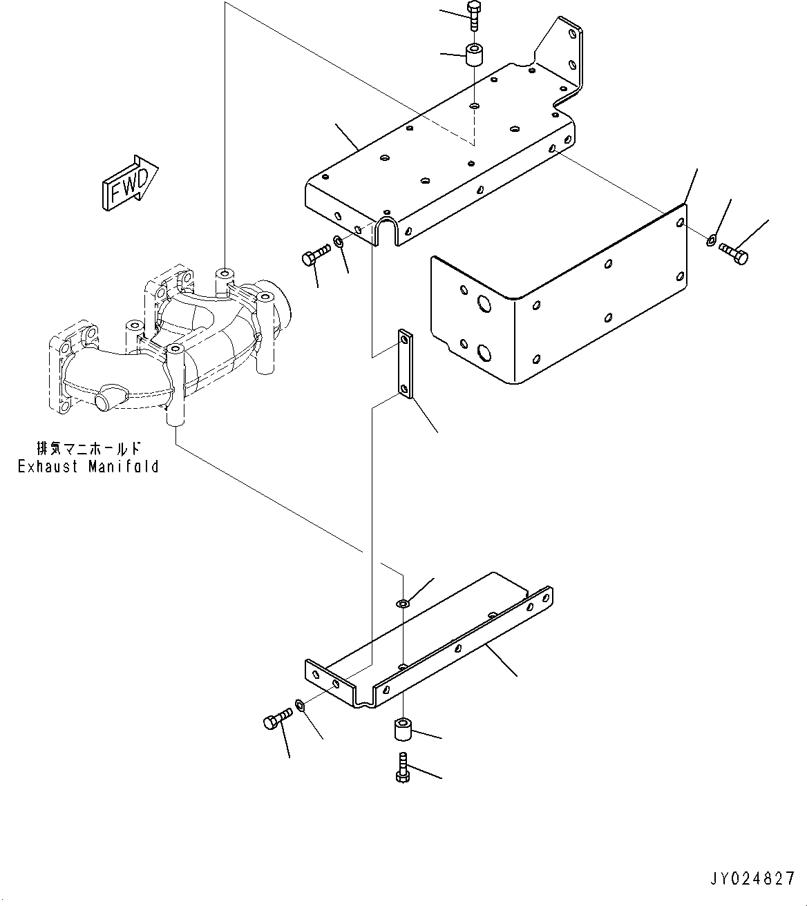 Komatsu parts book diagram for SAA6D170E-5EE S/N 610984-UP (For D375A-6R): HEAT SHIELD (#610984-)