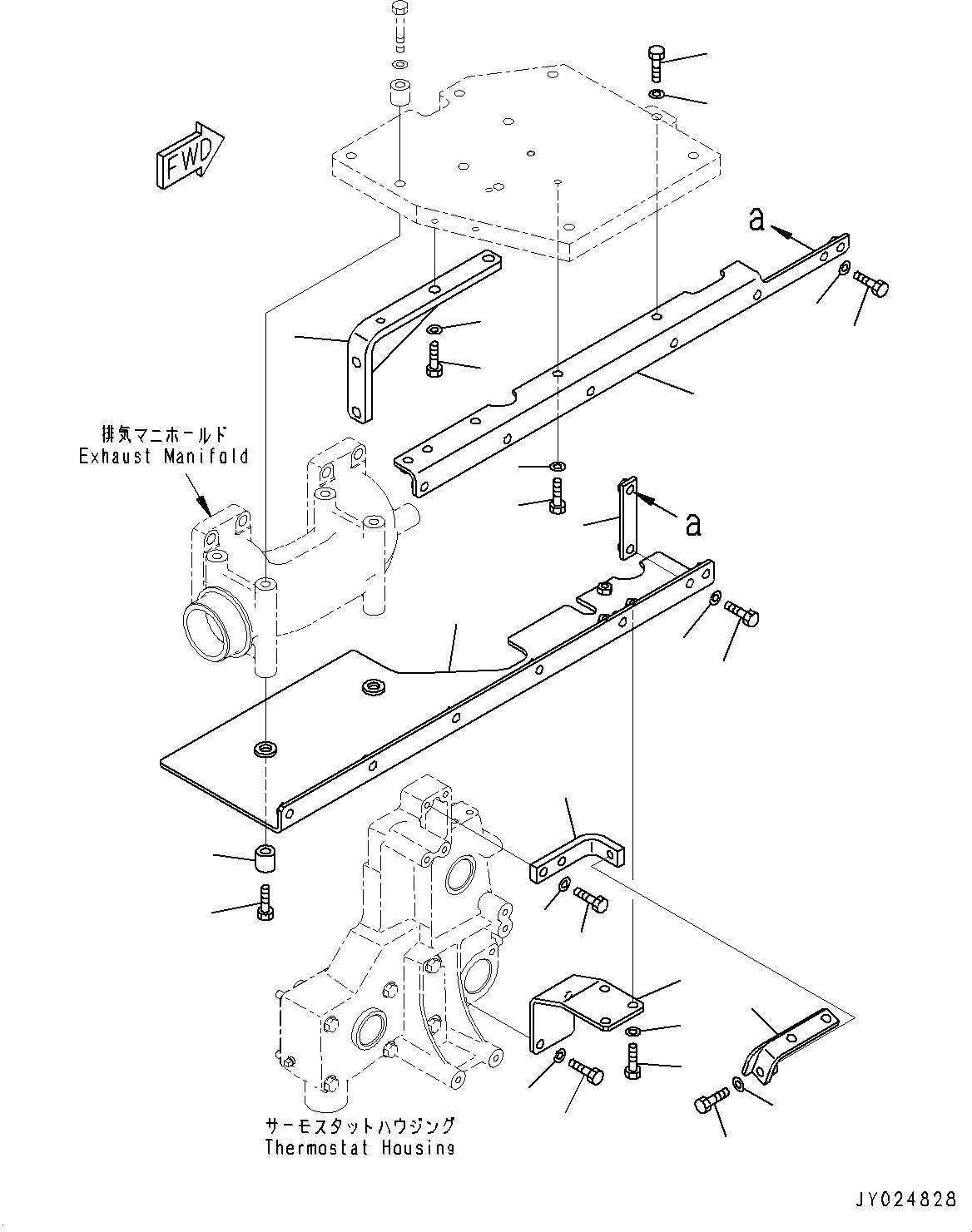 Komatsu parts book diagram for SAA6D170E-5EE S/N 610984-UP (For D375A-6R): HEAT SHIELD, BRACKET (#610984-)