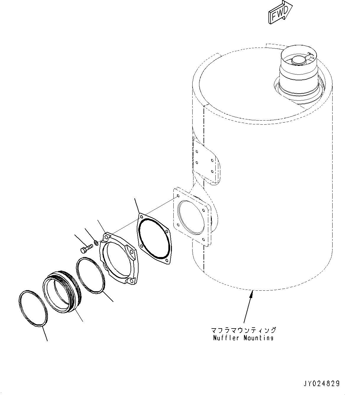 Komatsu parts book diagram for SAA6D170E-5EE S/N 610984-UP (For D375A-6R): EXHAUST MUFFLER JOINT PARTS (#610984-)