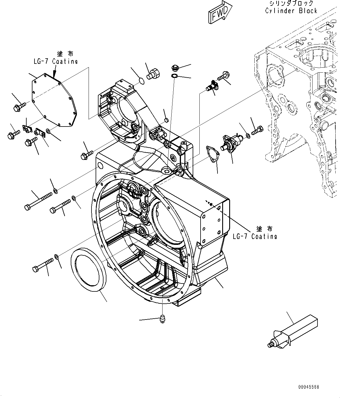 Komatsu parts book diagram for SAA6D170E-5EE S/N 610984-UP (For D375A-6R): FLYWHEEL HOUSING,  (#610984-612439)