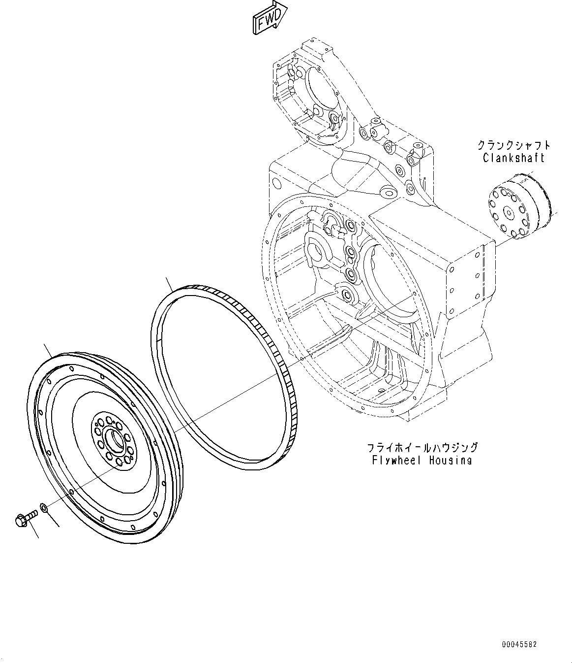 Komatsu parts book diagram for SAA6D170E-5EE S/N 610984-UP (For D375A-6R): FLYWHEEL (#610984-)