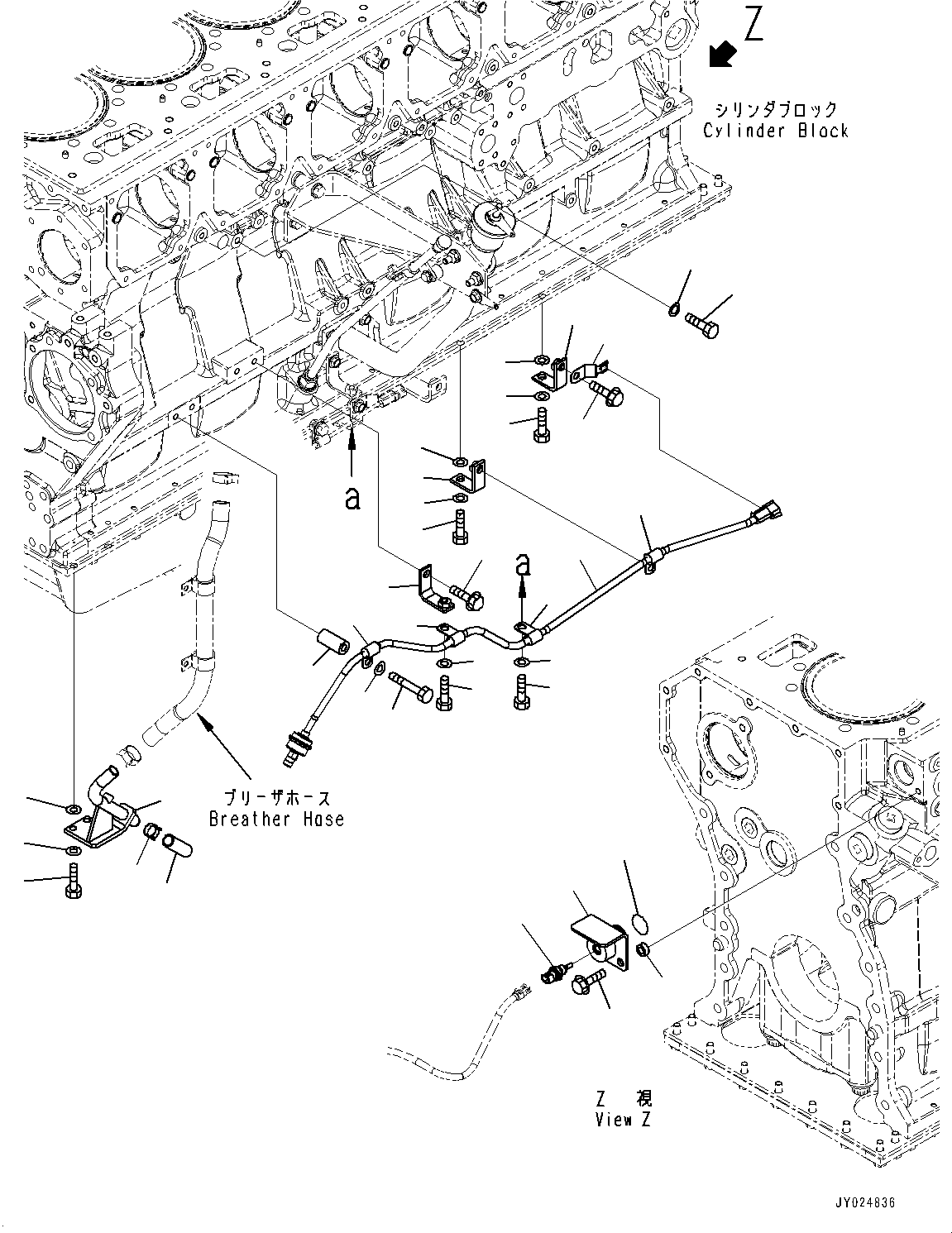 Komatsu parts book diagram for SAA6D170E-5EE S/N 610984-UP (For D375A-6R): CYLINDER BLOCK ACCESSORY, BLOWBY SENSOR AND WATER TEMPERATURE SENSOR (#610984-)