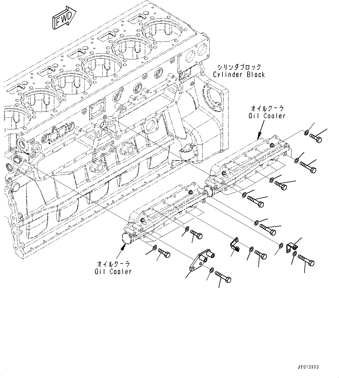 Komatsu parts book diagram for SAA6D170E-5EE S/N 610984-UP (For D375A-6R): ENGINE OIL COOLER RELATED PARTS (#610984-)