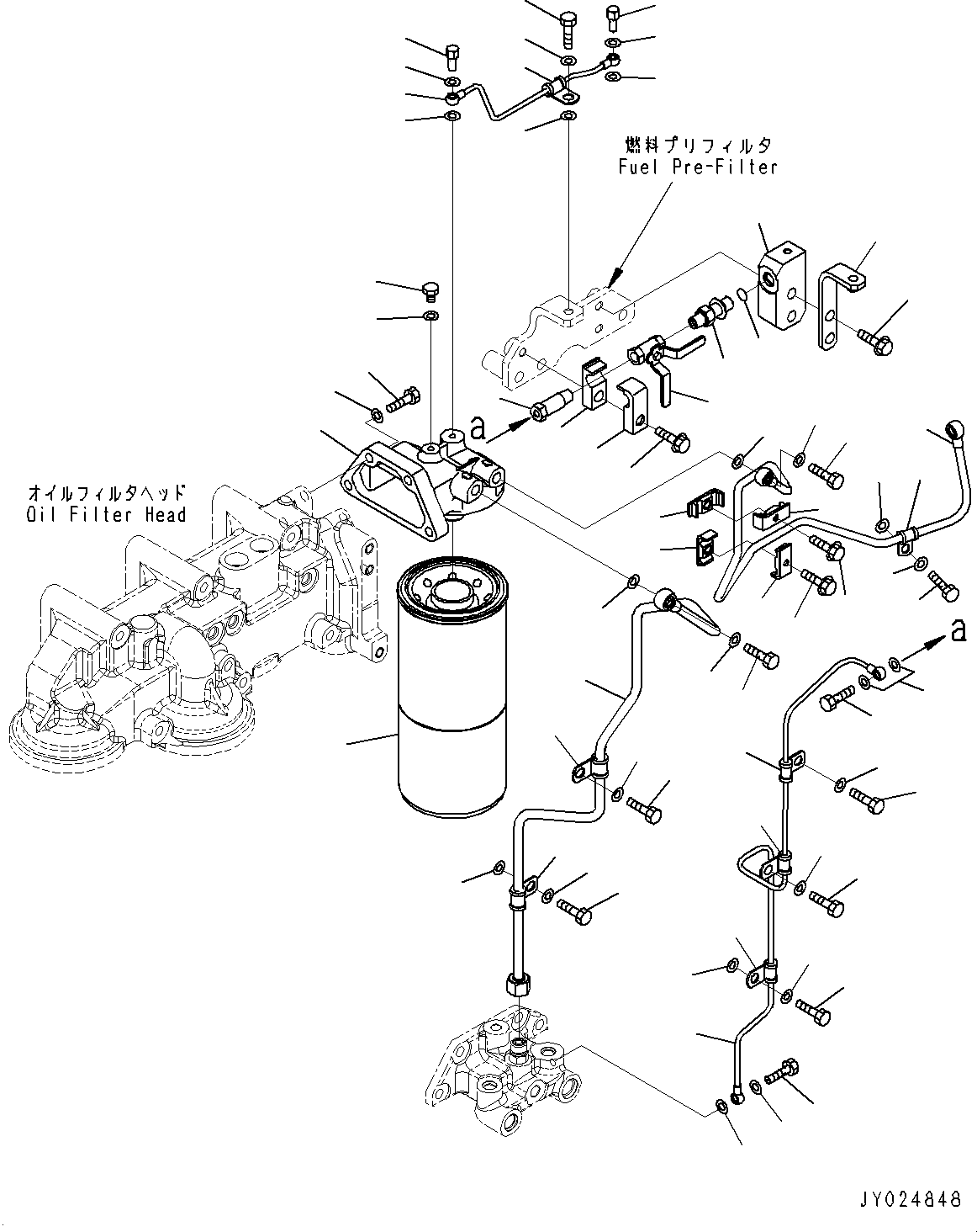 Komatsu parts book diagram for SAA6D170E-5EE S/N 610984-UP (For D375A-6R): FUEL FILTER, FUEL FILTER PIPING (#610984-)