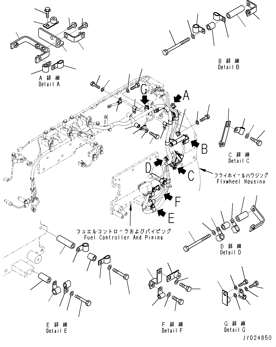 Komatsu parts book diagram for SAA6D170E-5EE S/N 610984-UP (For D375A-6R): CABLE SUPPORT, (1/5) (#610984-)