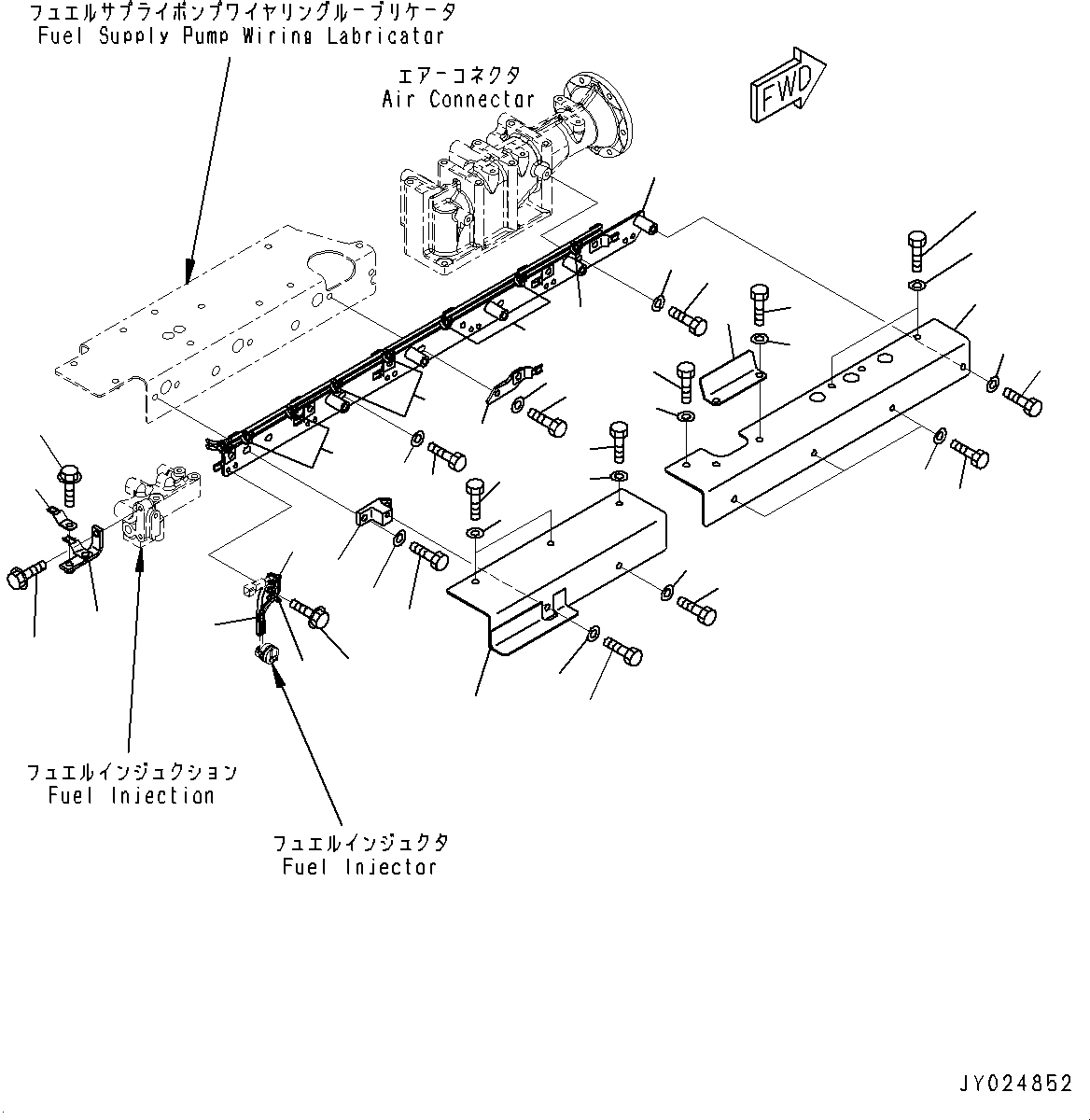 Komatsu parts book diagram for SAA6D170E-5EE S/N 610984-UP (For D375A-6R): CABLE SUPPORT, (3/5) (#610984-)