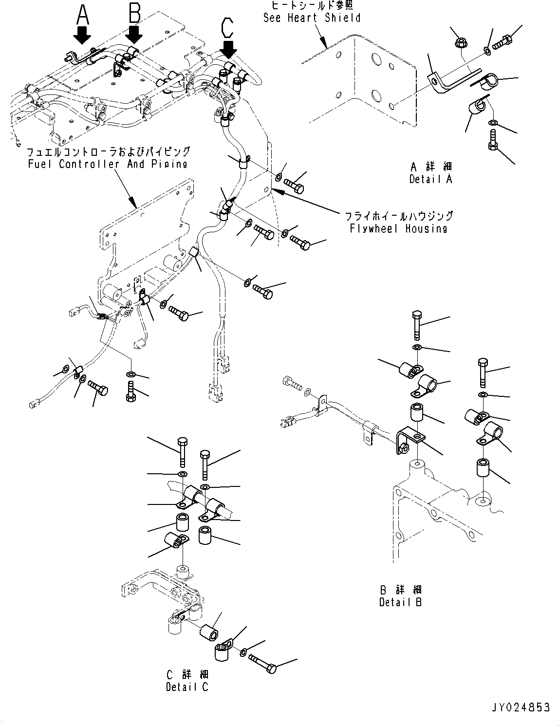 Komatsu parts book diagram for SAA6D170E-5EE S/N 610984-UP (For D375A-6R): CABLE SUPPORT, (4/5) (#610984-)