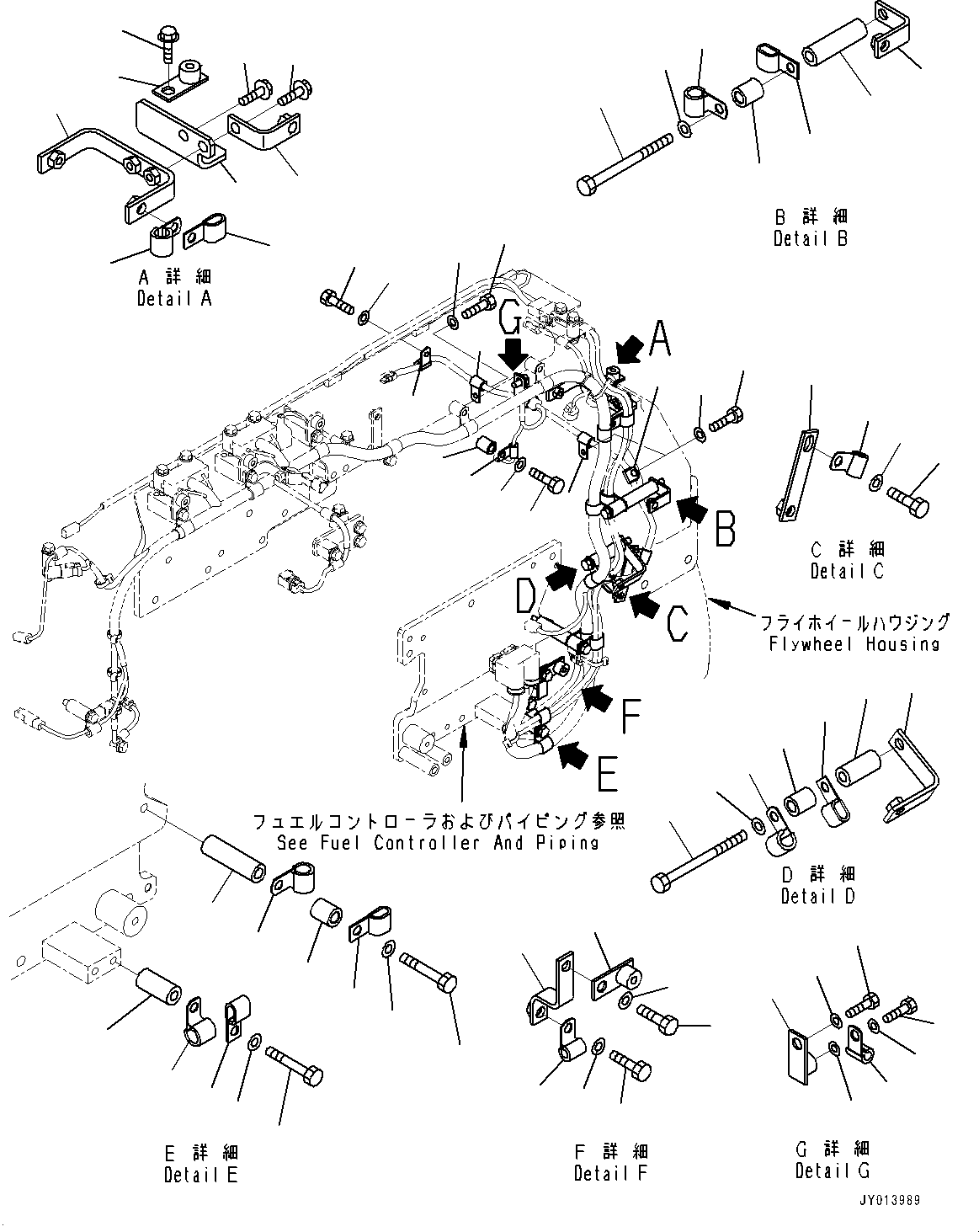Komatsu parts book diagram for SAA6D170E-5EE S/N 610984-UP (For D375A-6R): CABLE SUPPORT, (1/5) (#610984-)