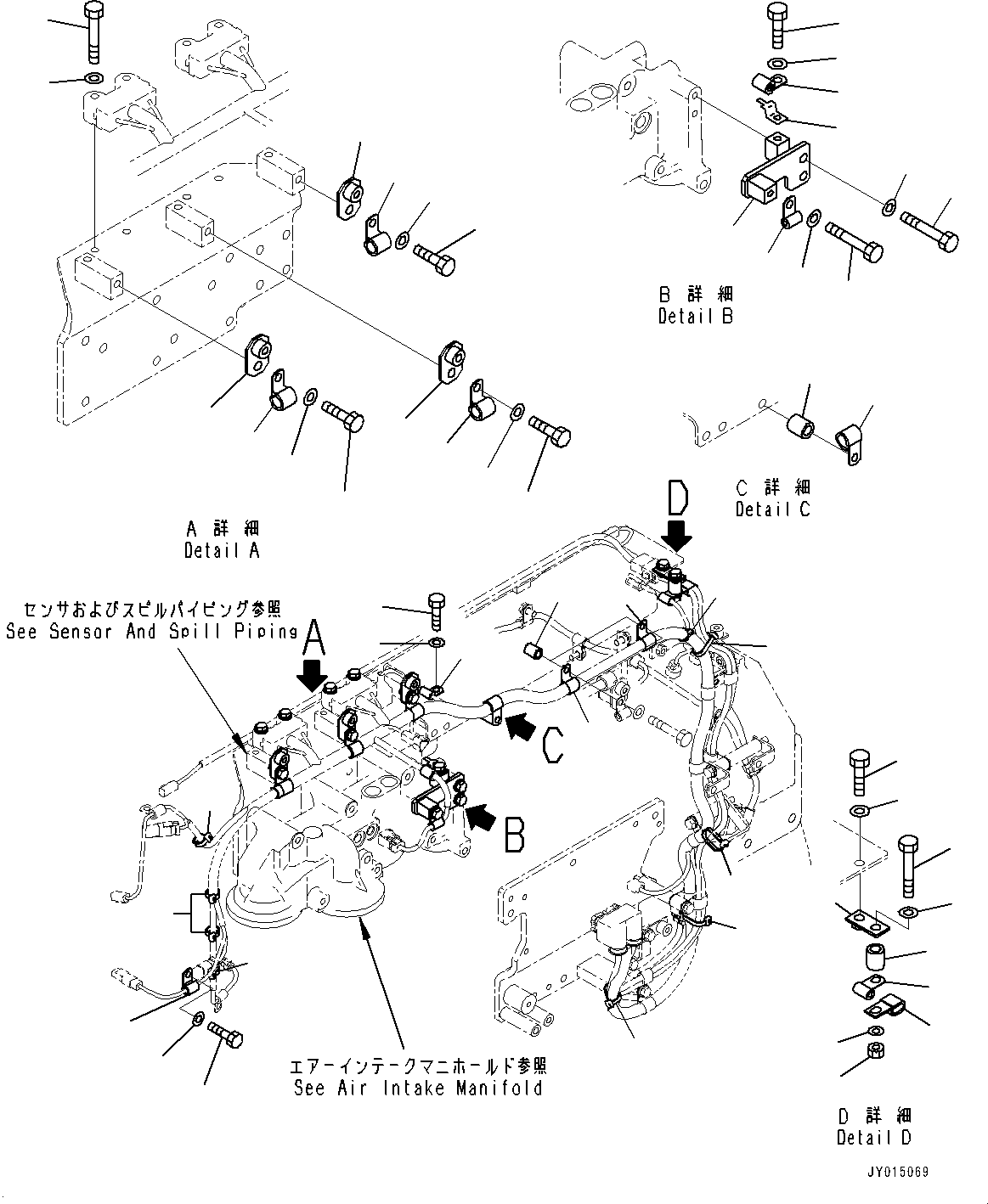 Komatsu parts book diagram for SAA6D170E-5EE S/N 610984-UP (For D375A-6R): CABLE SUPPORT, (2/5) (#610984-)