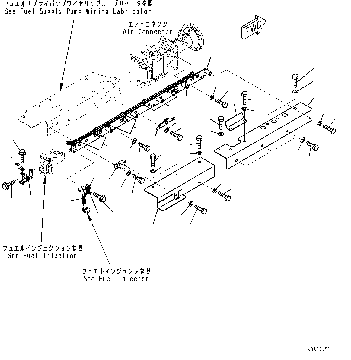 Komatsu parts book diagram for SAA6D170E-5EE S/N 610984-UP (For D375A-6R): CABLE SUPPORT, (3/5) (#610984-)