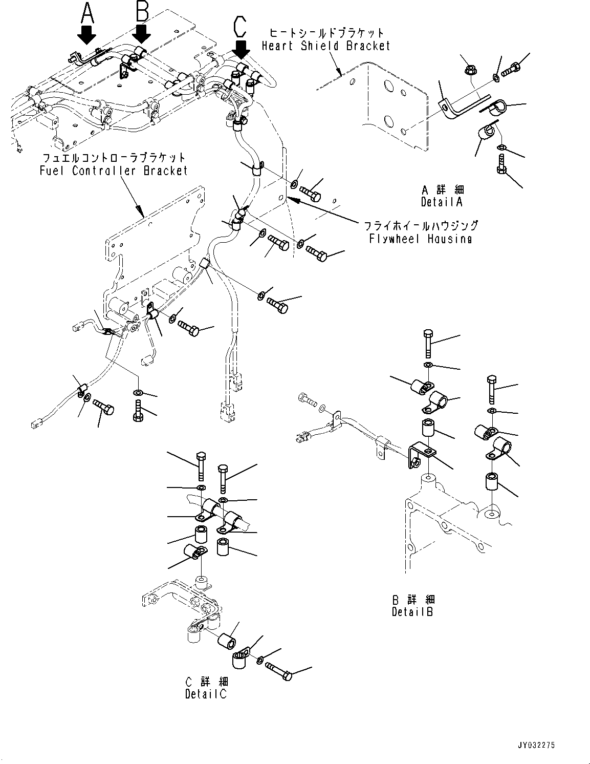 Komatsu parts book diagram for SAA6D170E-5EE S/N 610984-UP (For D375A-6R): CABLE SUPPORT, (4/5) (#610984-)