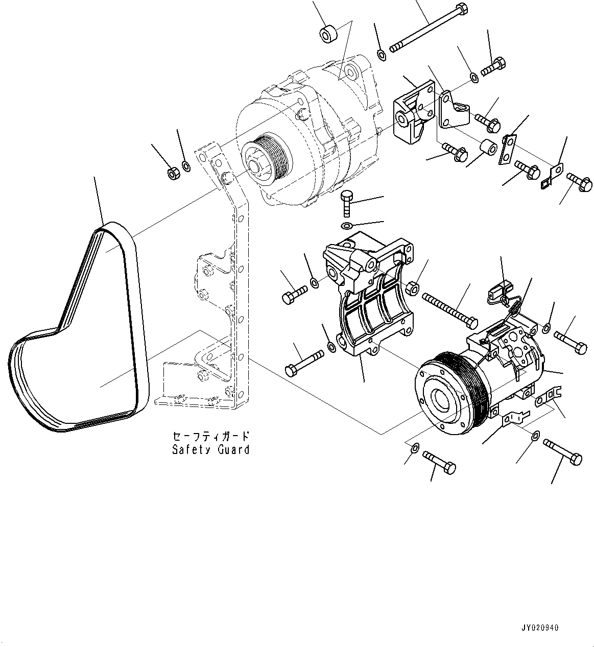Komatsu parts book diagram for SAA6D170E-5EE S/N 610984-UP (For D375A-6R): ALTERNATOR, MOUNTING PARTS (#610984-)