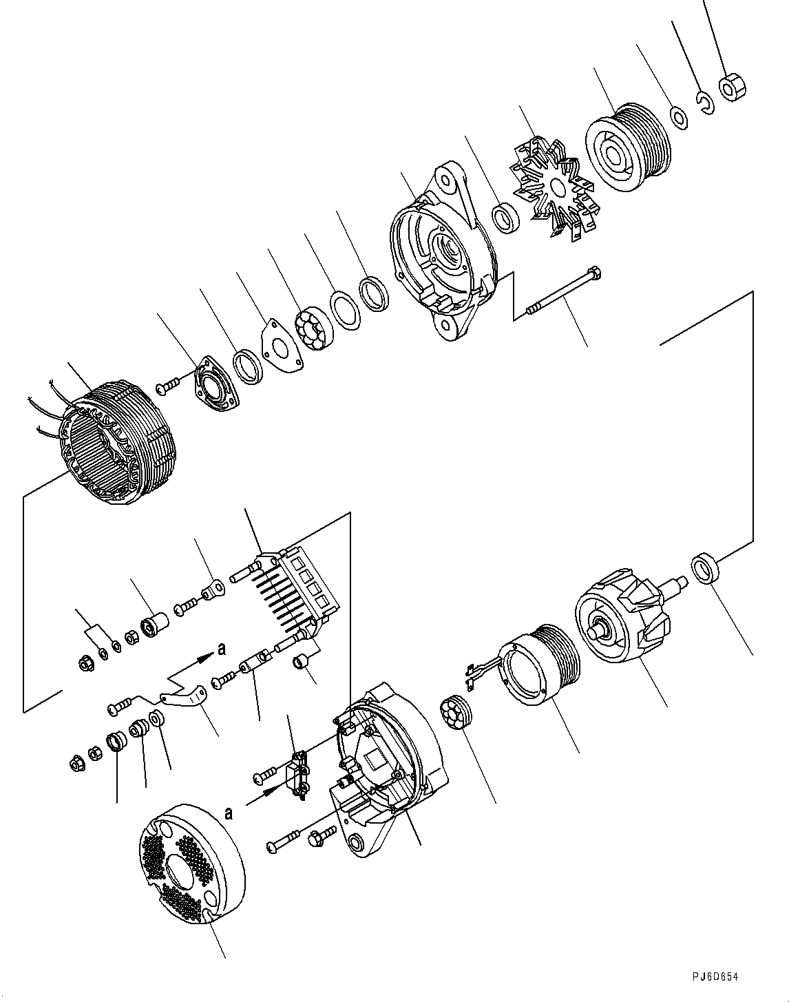 Komatsu parts book diagram for SAA6D170E-5EE S/N 610984-UP (For D375A-6R): ALTERNATOR, INNER PARTS (#610984-613073)