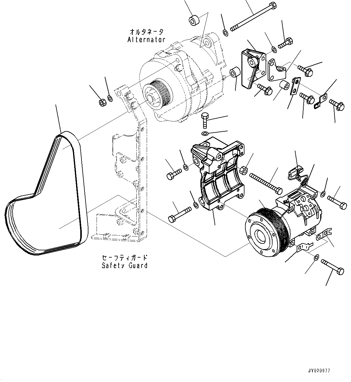 Komatsu parts book diagram for SAA6D170E-5EE S/N 610984-UP (For D375A-6R): ALTERNATOR, MOUNTING PARTS (#610984-)