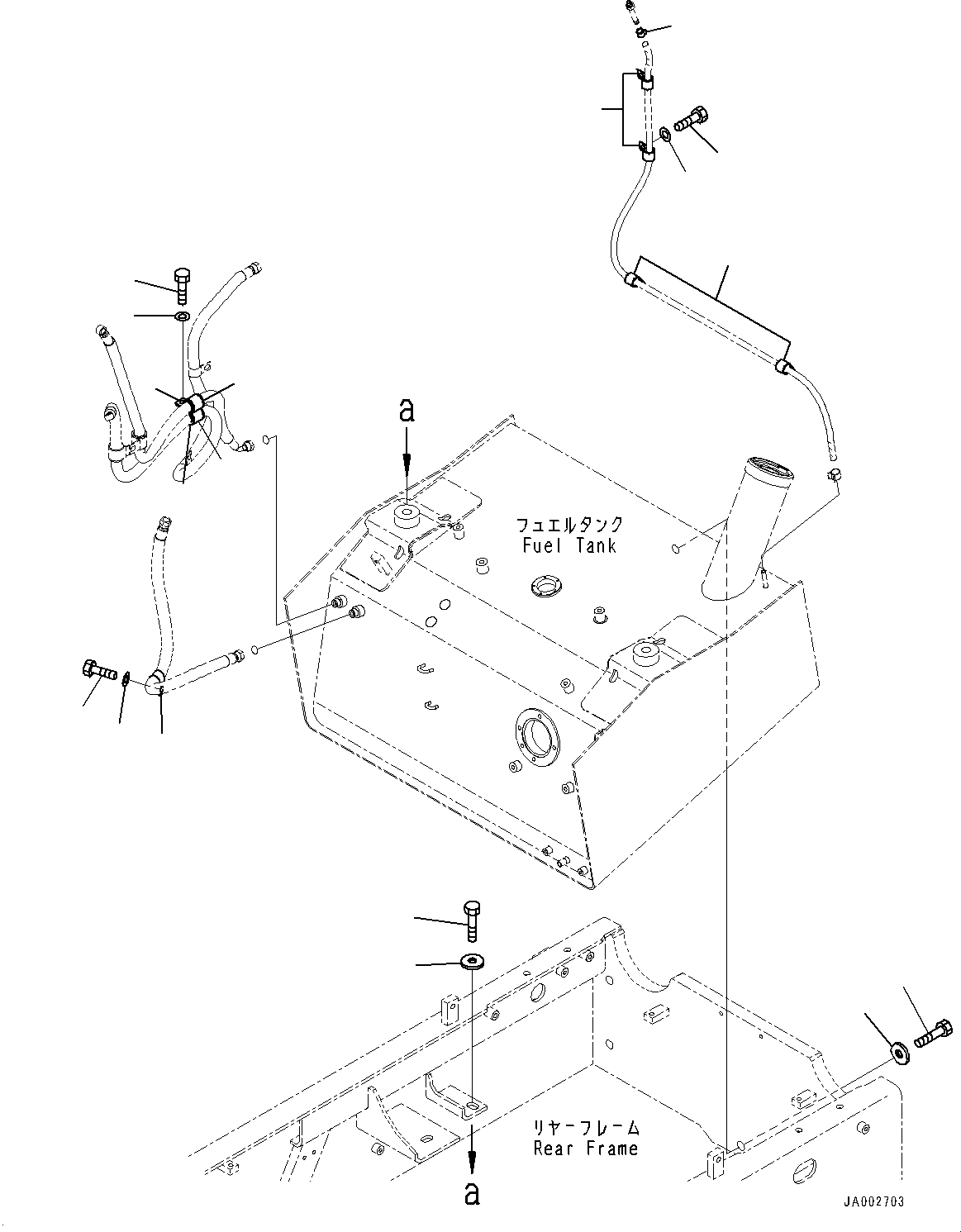 Wheel Loaders Komatsu / WA250-6 S/N 75053-UP(0000453c) / Fuel Tank, Mounting (1/3) (#75384-)(D002002 : D0100-002002)