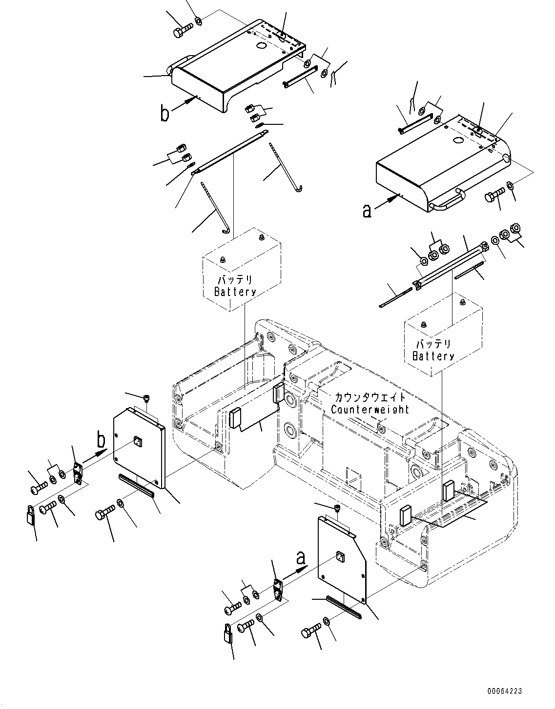 Wheel Loaders Komatsu / WA250-6 S/N 75053-UP(0000453c) / Battery Case, Cover (#75053-)(E003001 : E0120-001001)
