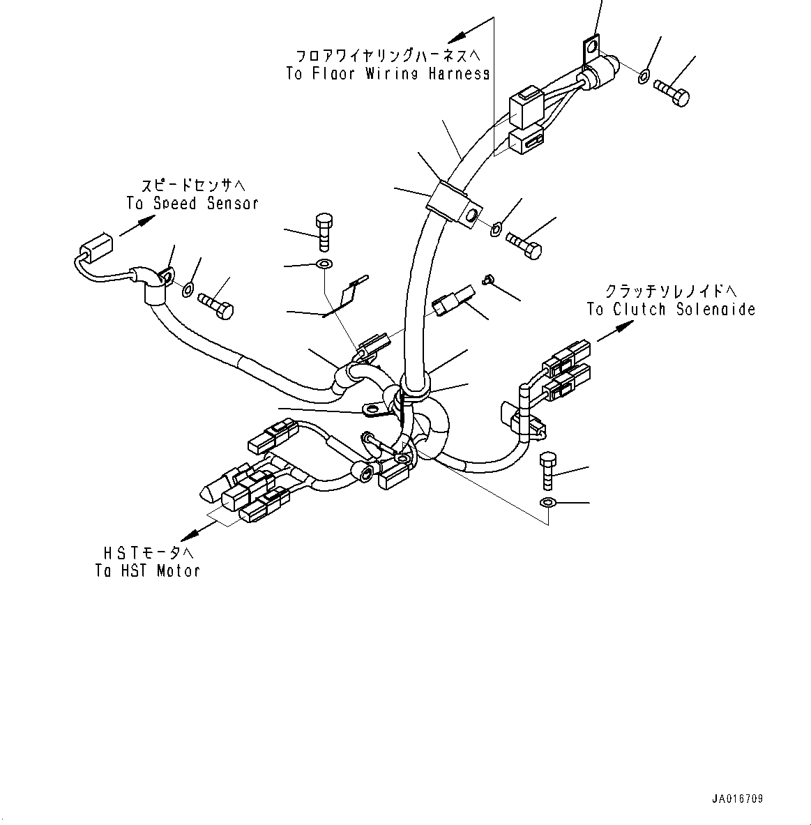 Wheel Loaders Komatsu / WA250-6 S/N 75053-UP(0000453c) / Rear Electric Wiring Harness, HST Wiring Harness (#75053-)(E007005 : E0202-001005)