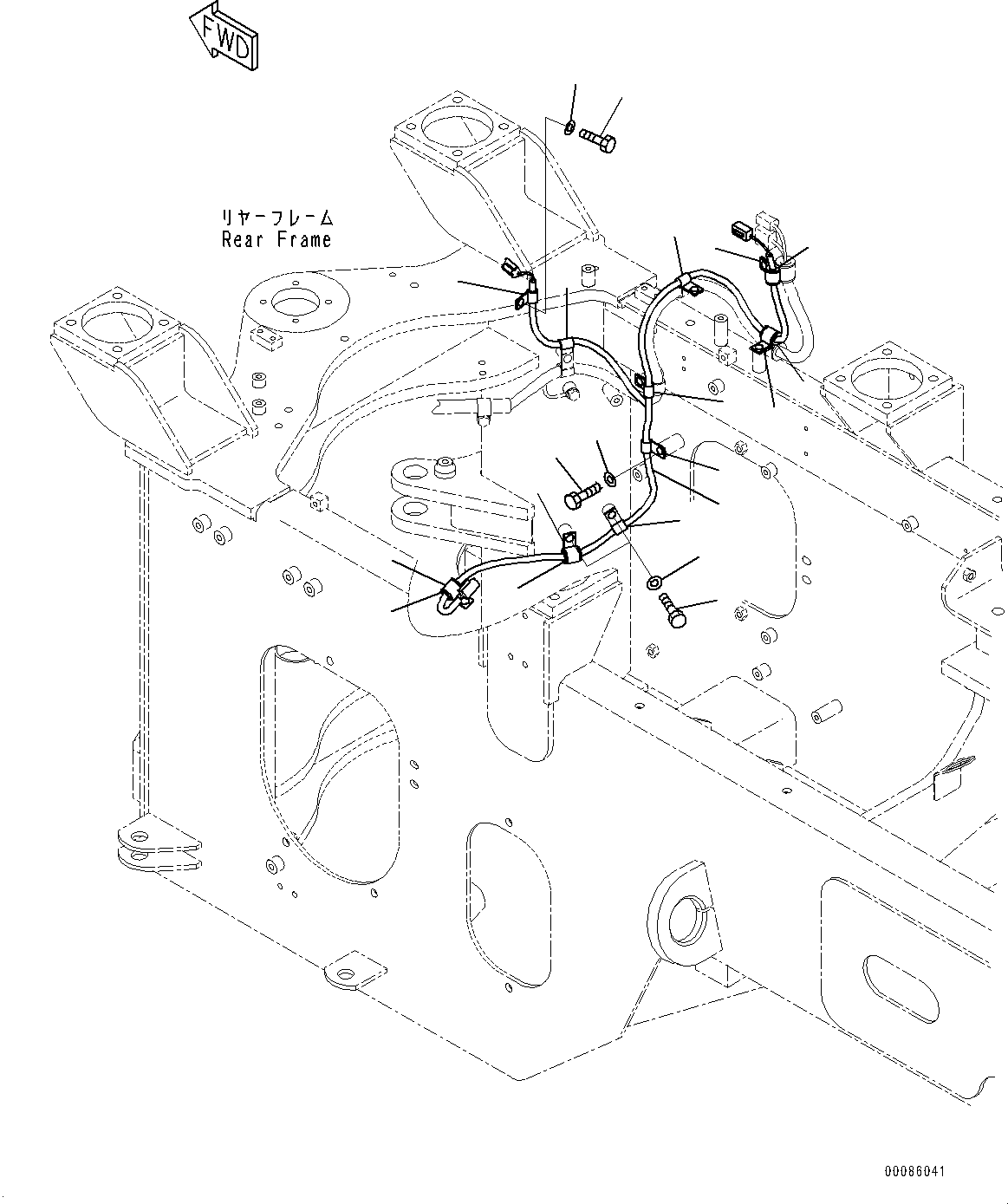 Wheel Loaders Komatsu / WA250-6 S/N 75053-UP(0000453c) / Rear Electric Wiring Harness, Emergency Steering Wiring Harness (#75689-)(E011007 : E0202-008007)