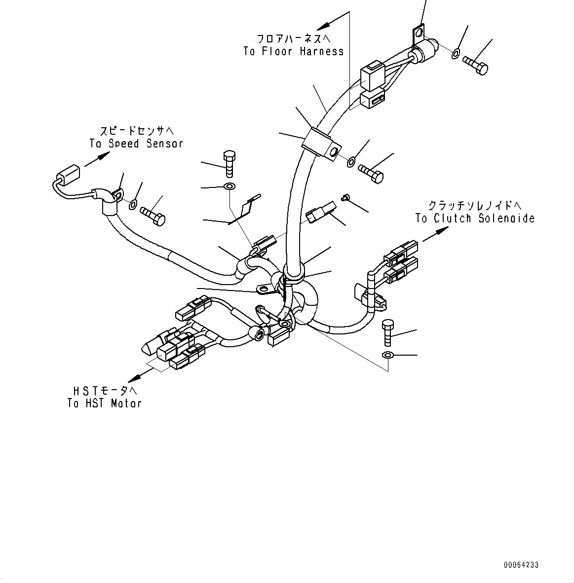 Wheel Loaders Komatsu / WA250-6 S/N 75053-UP(0000453c) / Rear Electric Wiring Harness, HST Wiring Harness (#75689-)(E011005 : E0202-008005)
