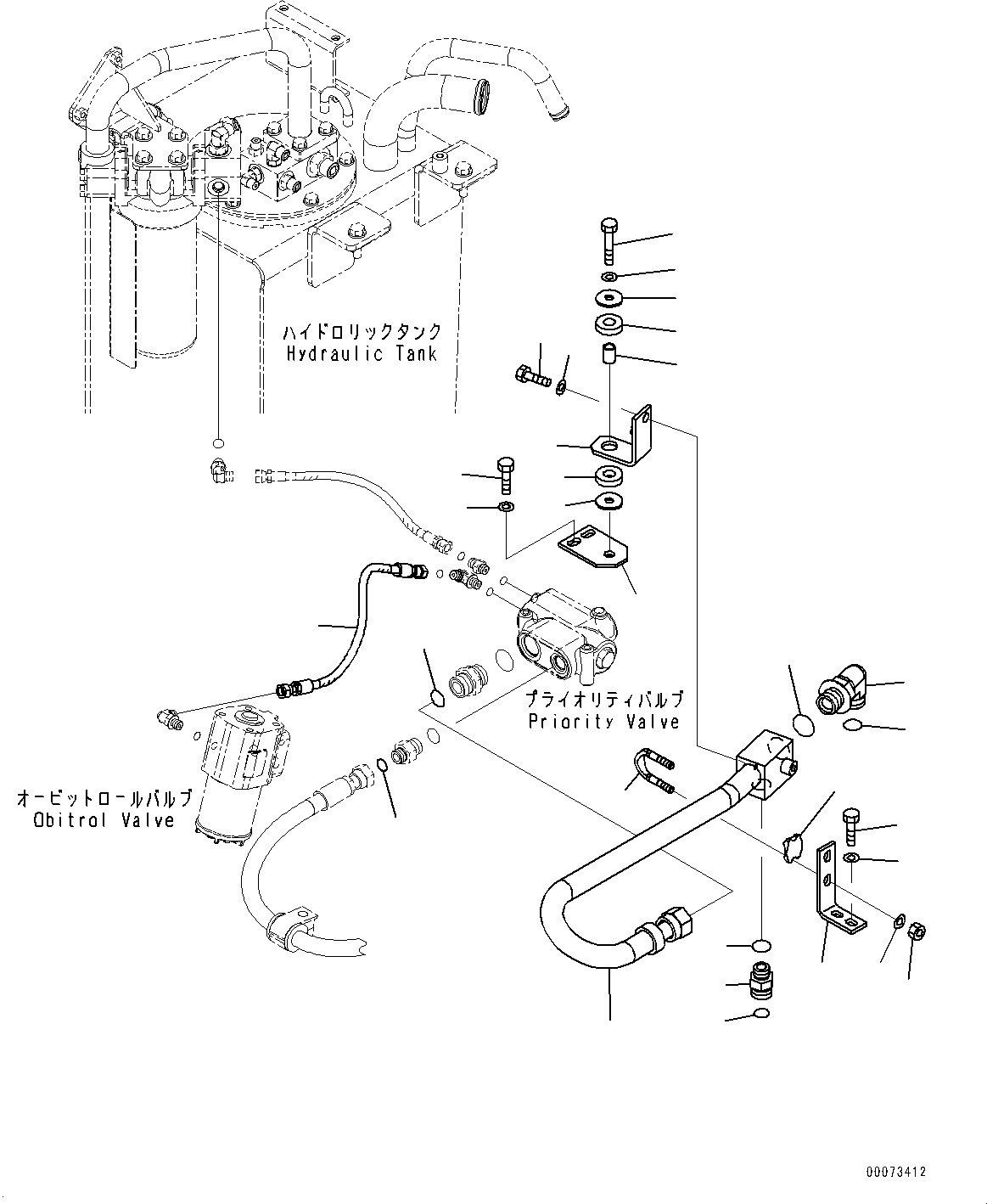 Wheel Loaders Komatsu / WA250-6 S/N 75053-UP(0000453c) / Steering Control Valve, Control Valve to Hydraulic Tank Piping (#77256-)(H010002 : H0122-002001A)