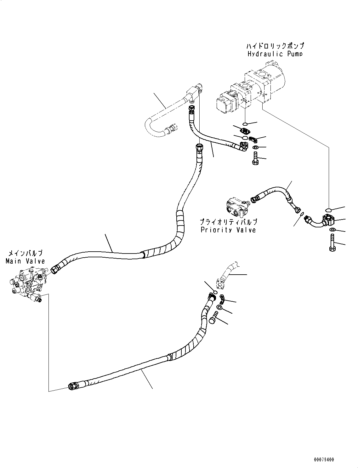 Wheel Loaders Komatsu / WA250-6 S/N 75053-UP(0000453c) / Hydraulic Piping, Steering Drain Piping (#75053-)(H016001 : H4200-003001)