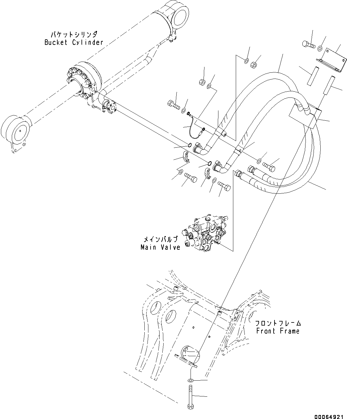 Wheel Loaders Komatsu / WA250-6 S/N 75053-UP(0000453c) / Hydraulic Piping, Dump Cylinder Piping (#75053-)(H016003 : H4200-003003)