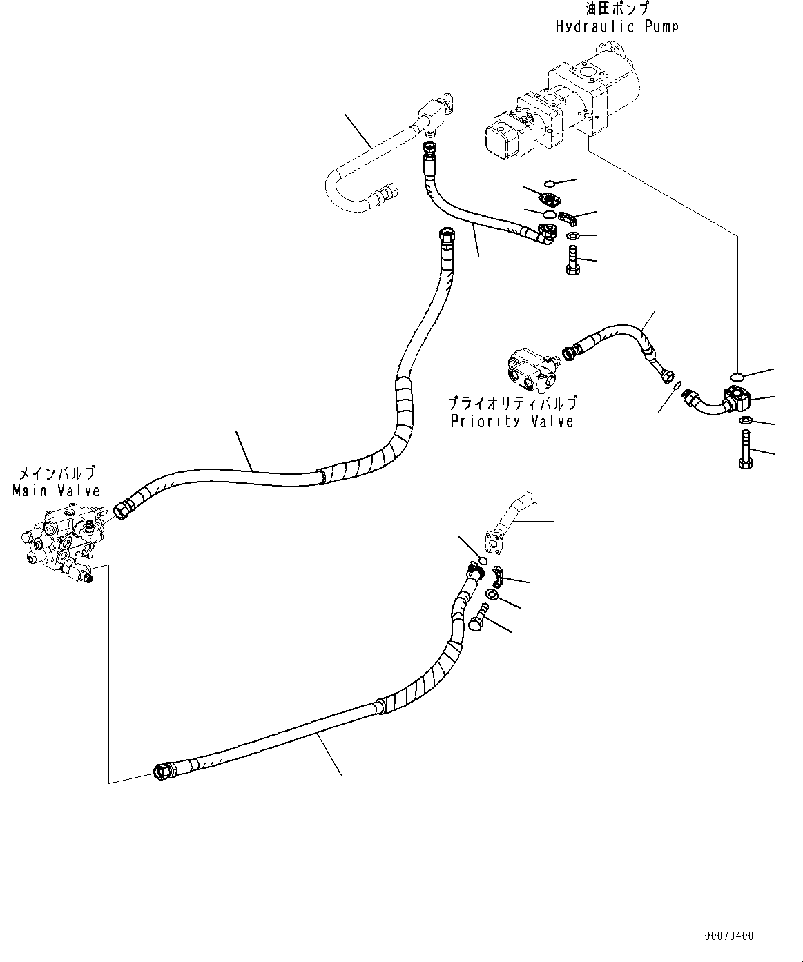 Wheel Loaders Komatsu / WA250-6 S/N 75053-UP(0000453c) / Hydraulic Piping, Steering Drain Piping (#75042-77255)(H020001 : H4200-009001)