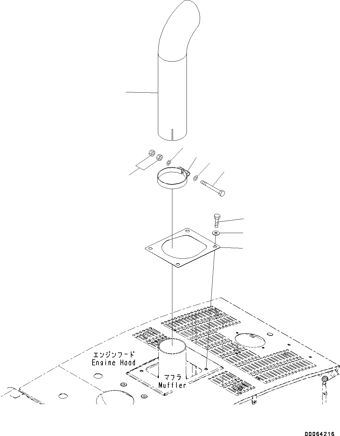 Wheel Loaders Komatsu / WA250-6 S/N 75053-UP (North America Standard Machine)(0000454c) / Exhaust Pipe (#75053-)(B008001 : B0300-001001)