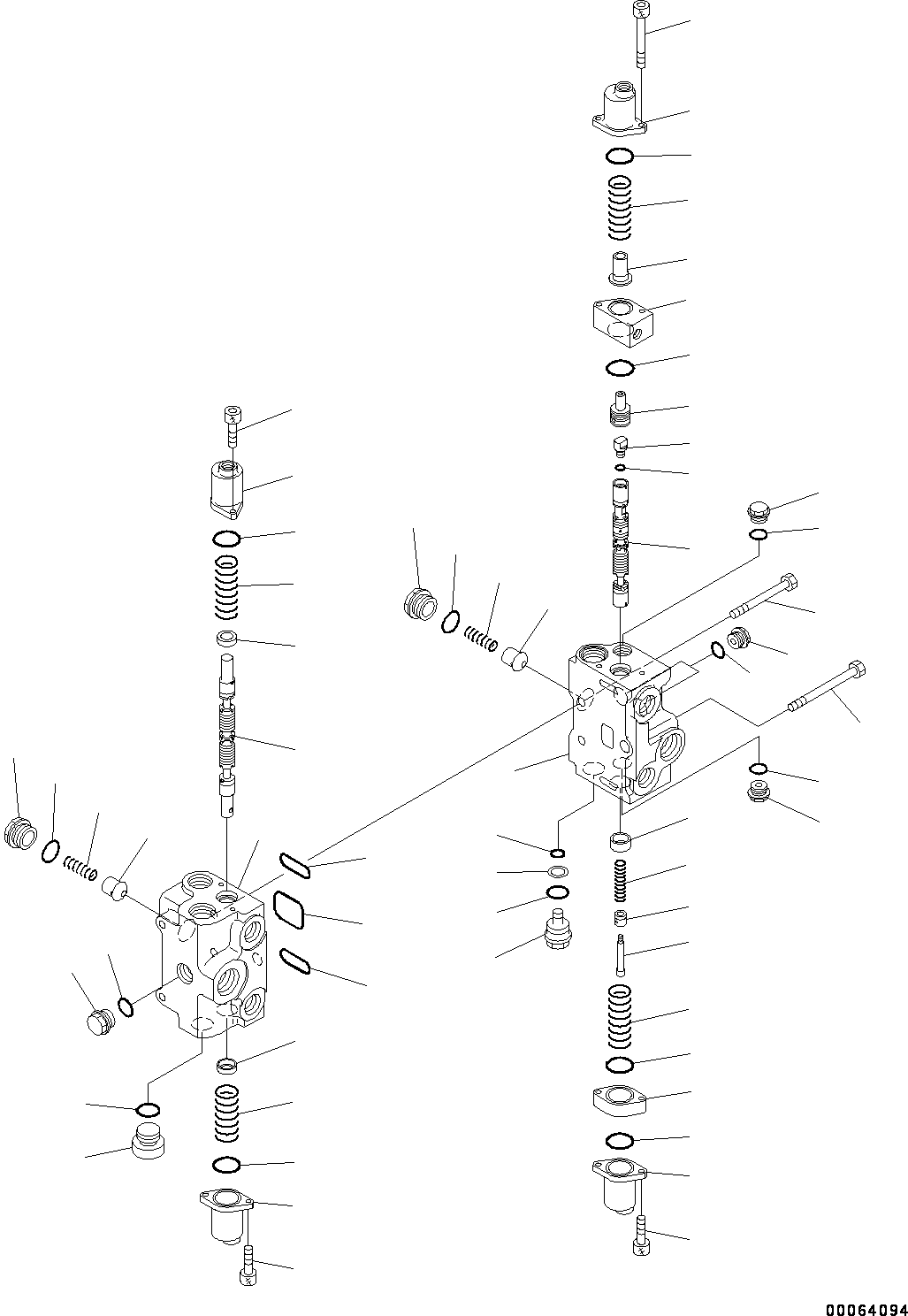 Wheel Loaders Komatsu / WA250-6 S/N 75053-UP (North America Standard Machine)(0000454c) / Hydraulic Control Valve, 2-valve (1/2) (#75053-)(H002001 : H0120-001001)