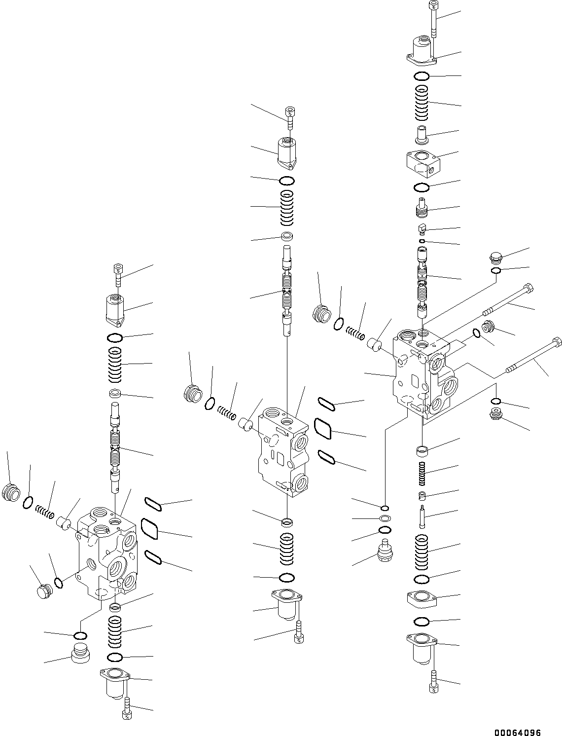 Wheel Loaders Komatsu / WA250-6 S/N 75053-UP (North America Standard Machine)(0000454c) / Hydraulic Control Valve, 3-valve (1/2) (#75053-)(H005001 : H0120-003001)