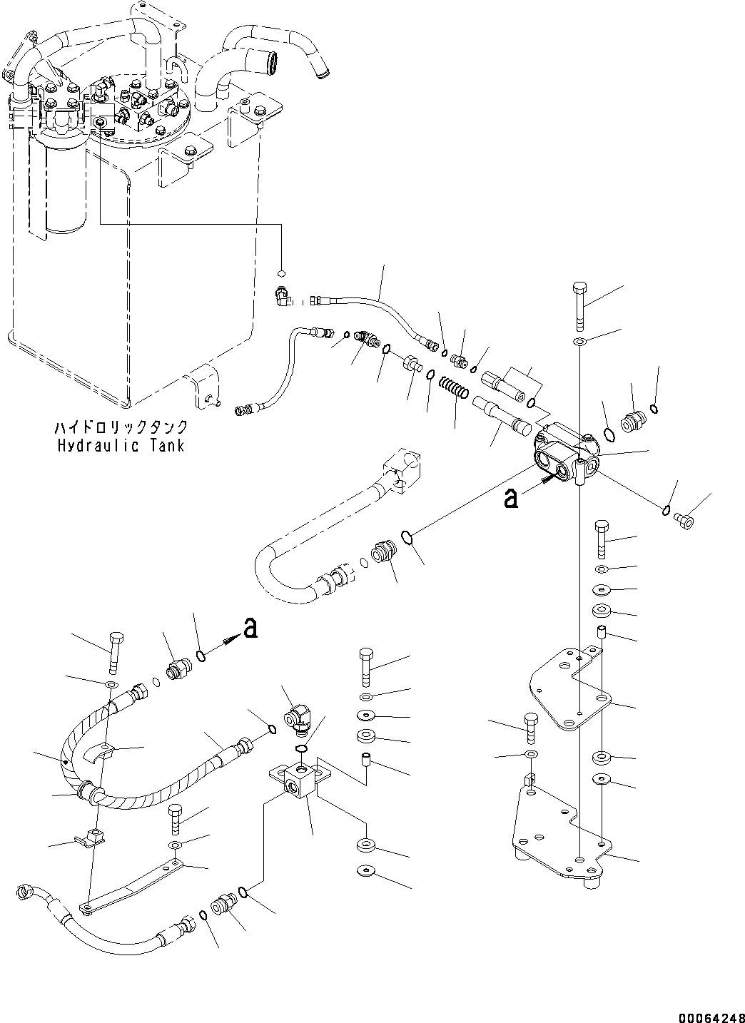 Wheel Loaders Komatsu / WA250-6 S/N 75053-UP (North America Standard Machine)(0000454c) / Steering Control Valve, Control Valve to Hydraulic Tank Piping (#75049-77255)(H007001 : H0122-002001)