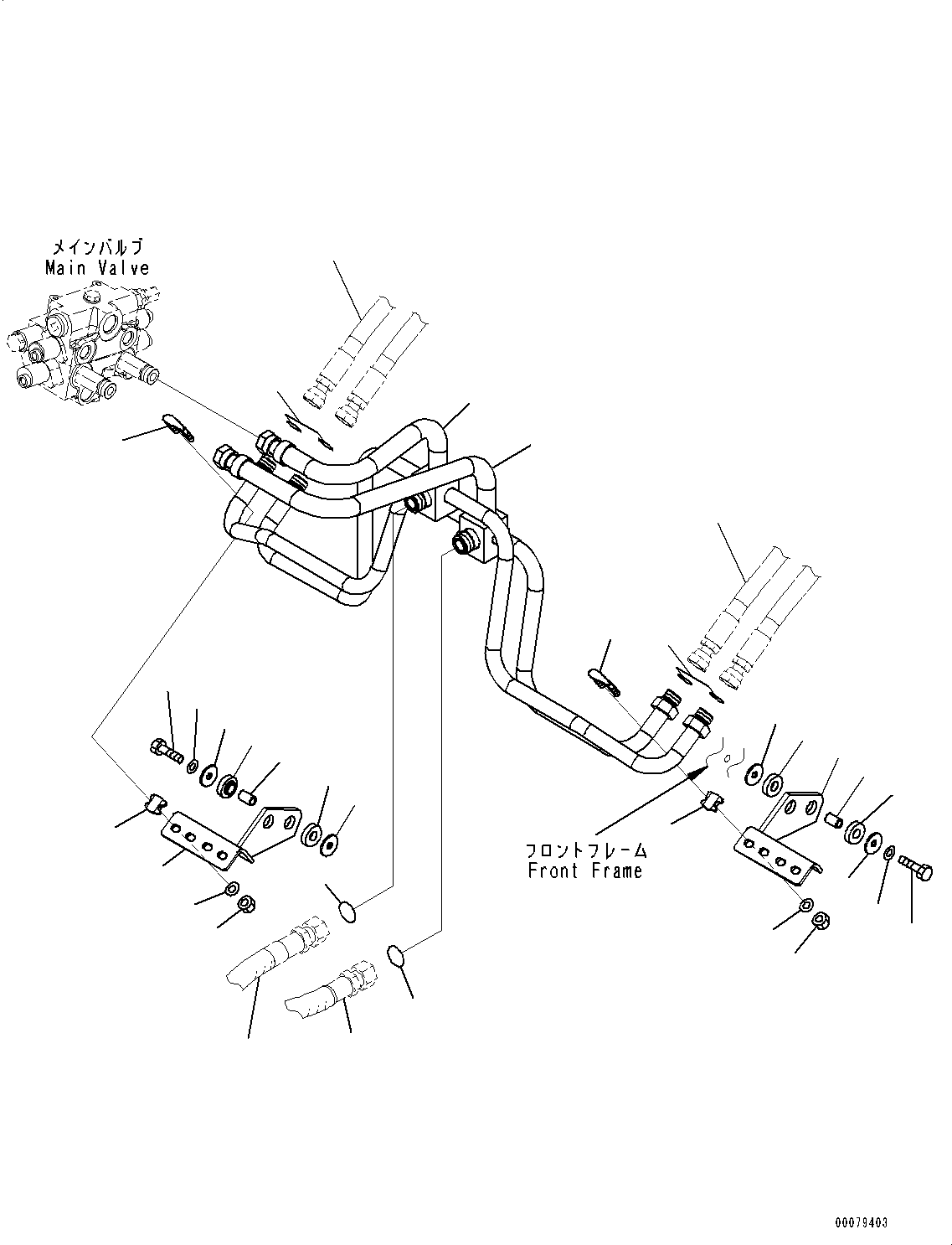 Wheel Loaders Komatsu / WA250-6 S/N 75053-UP (North America Standard Machine)(0000454c) / Hydraulic Piping, Lift Cylinder Piping (1/2) (#75053-)(H010004 : H4200-001004)