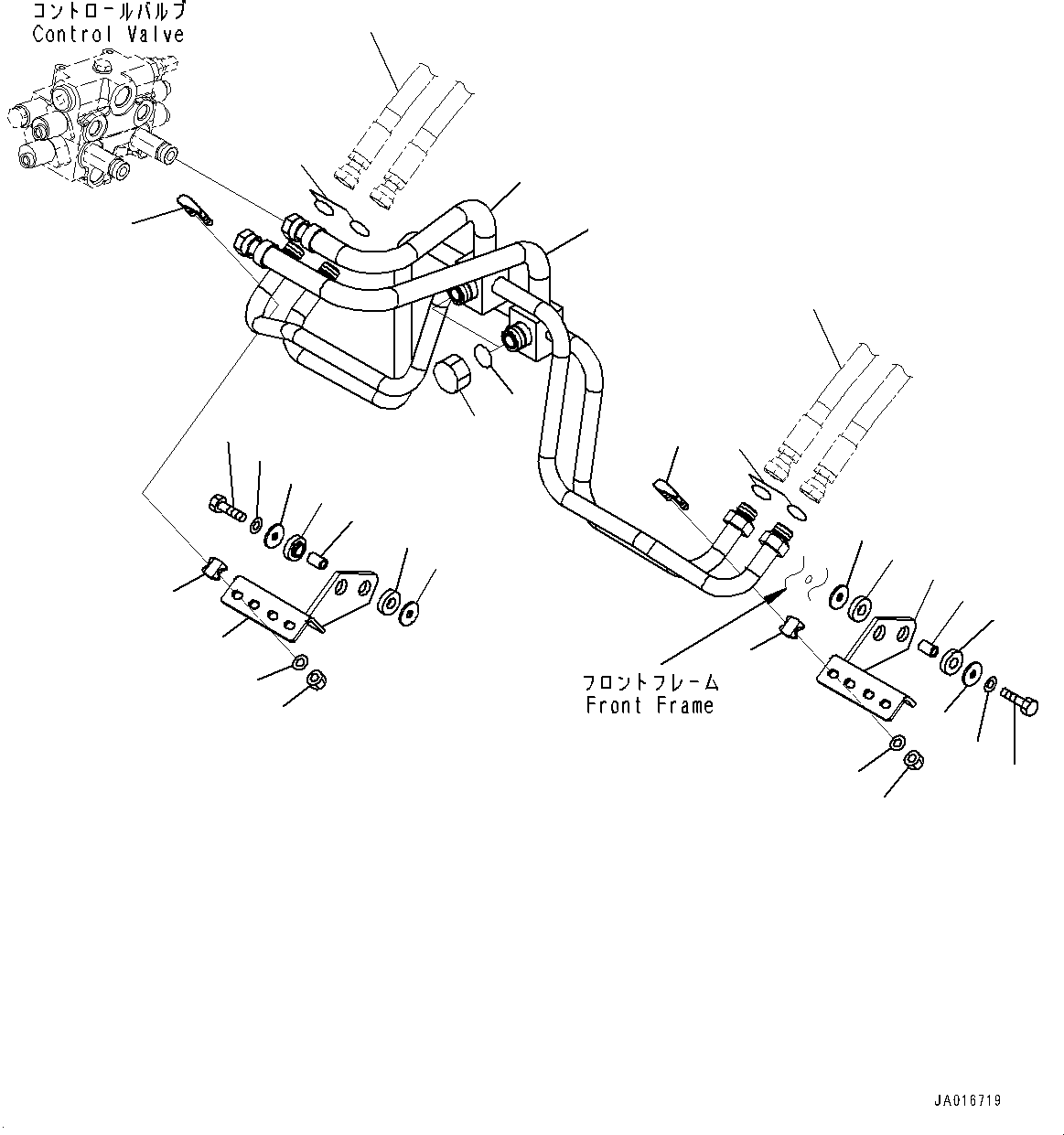 Wheel Loaders Komatsu / WA250-6 S/N 75053-UP (North America Standard Machine)(0000454c) / Hydraulic Piping, Lift Cylinder Piping (1/2) (#75042-)(H012004 : H4200-005004)
