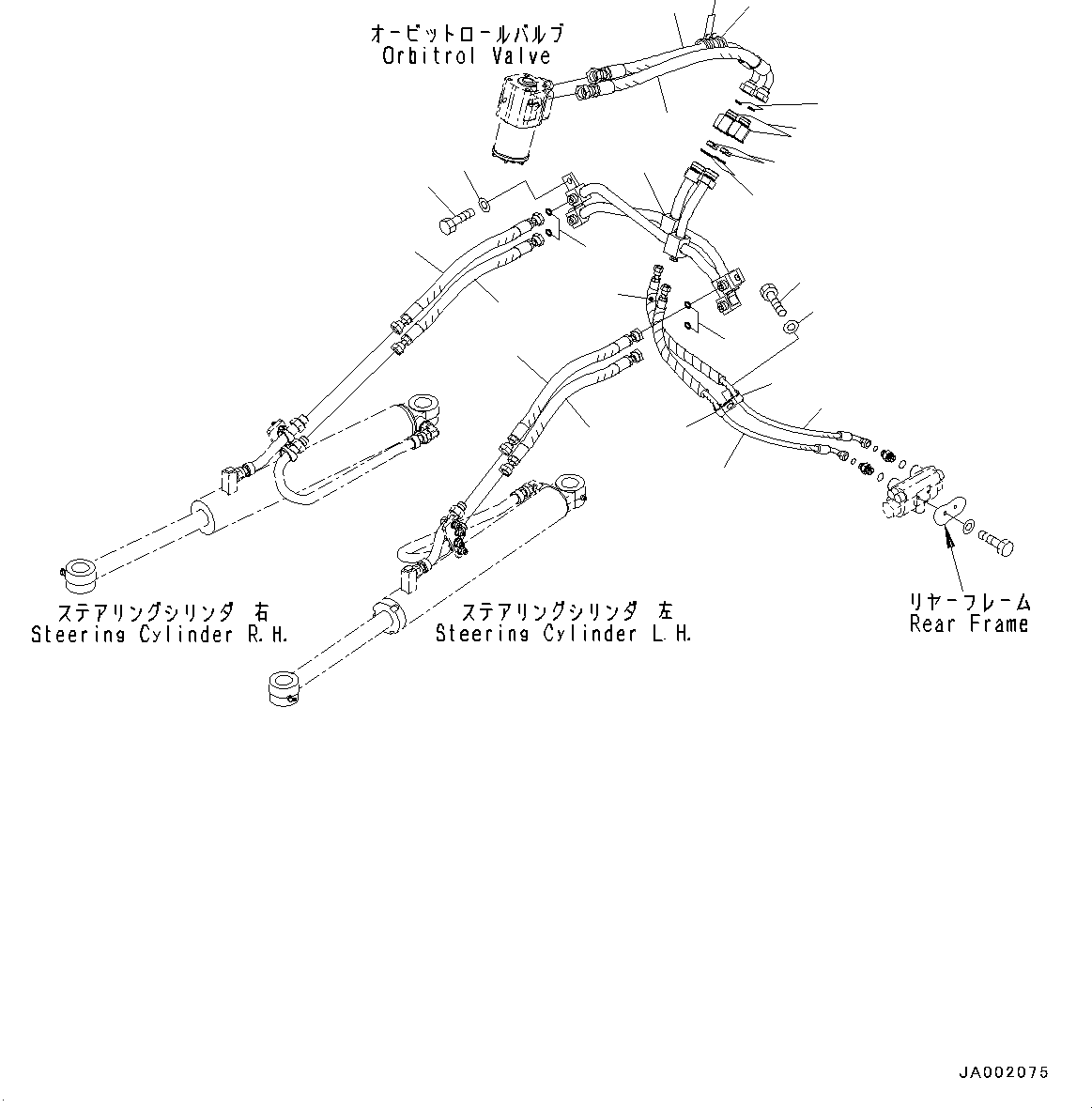 Wheel Loaders Komatsu / WA250-6 S/N 75053-UP (North America Standard Machine)(0000454c) / Emergency Steering Piping, Valve and Piping (#75049-77255)(H025001 : H4420-001001)