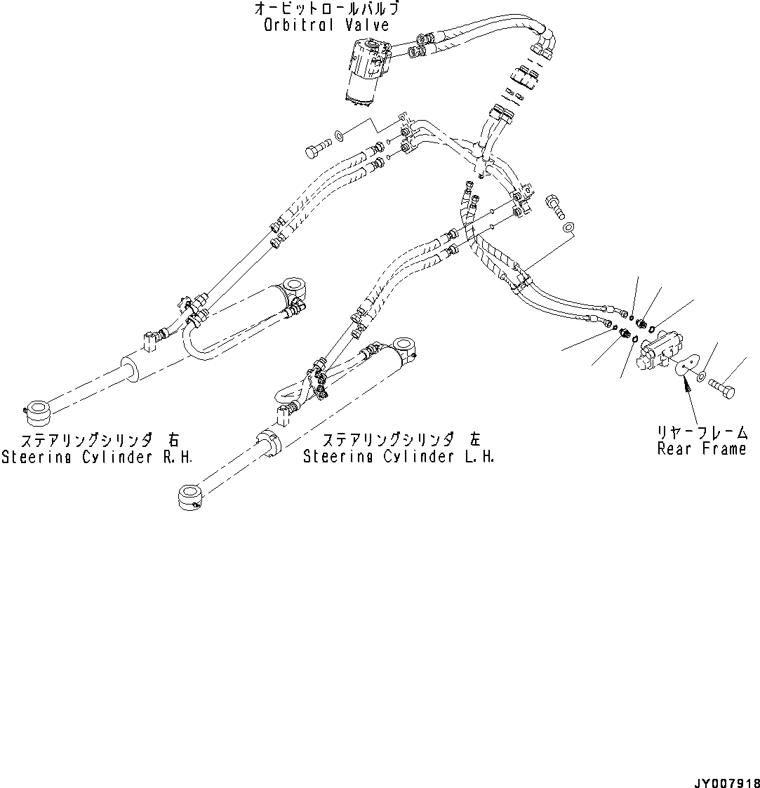 Wheel Loaders Komatsu / WA250-6 S/N 75053-UP (North America Standard Machine)(0000454c) / Emergency Steering Piping, Steering Relief Valve (#75049-75135)(H025003 : H4420-001002)