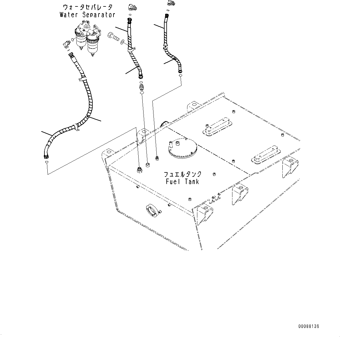 Wheel Loaders Komatsu / WA600-6 S/N 60638-UP(0000455c) / Fuel Tank, Fuel Piping (#60638-)(D004002 : D0100-007002)