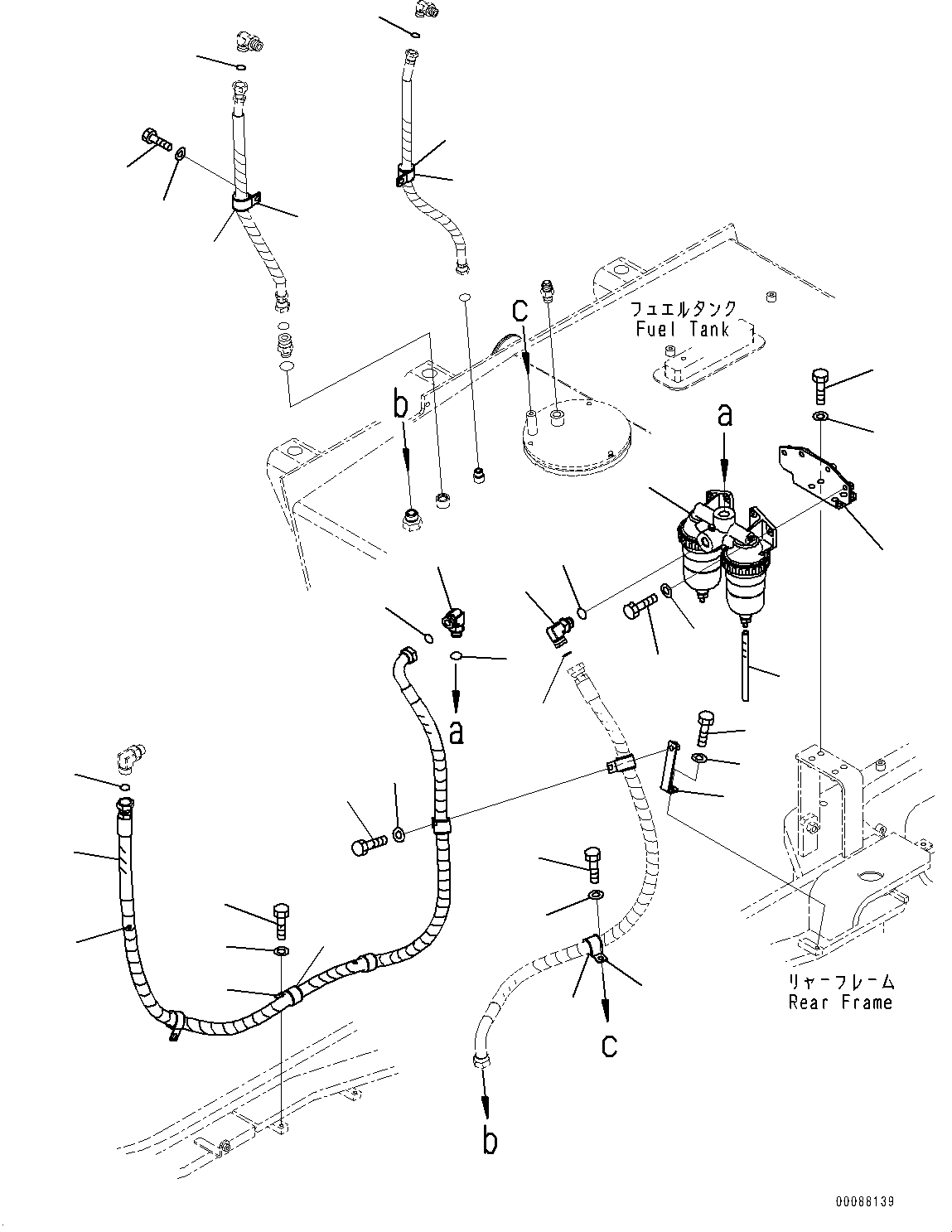 Wheel Loaders Komatsu / WA600-6 S/N 60638-UP(0000455c) / Fuel Tank, Engine Oil Piping (#60638-)(D005004 : D0100-008004)